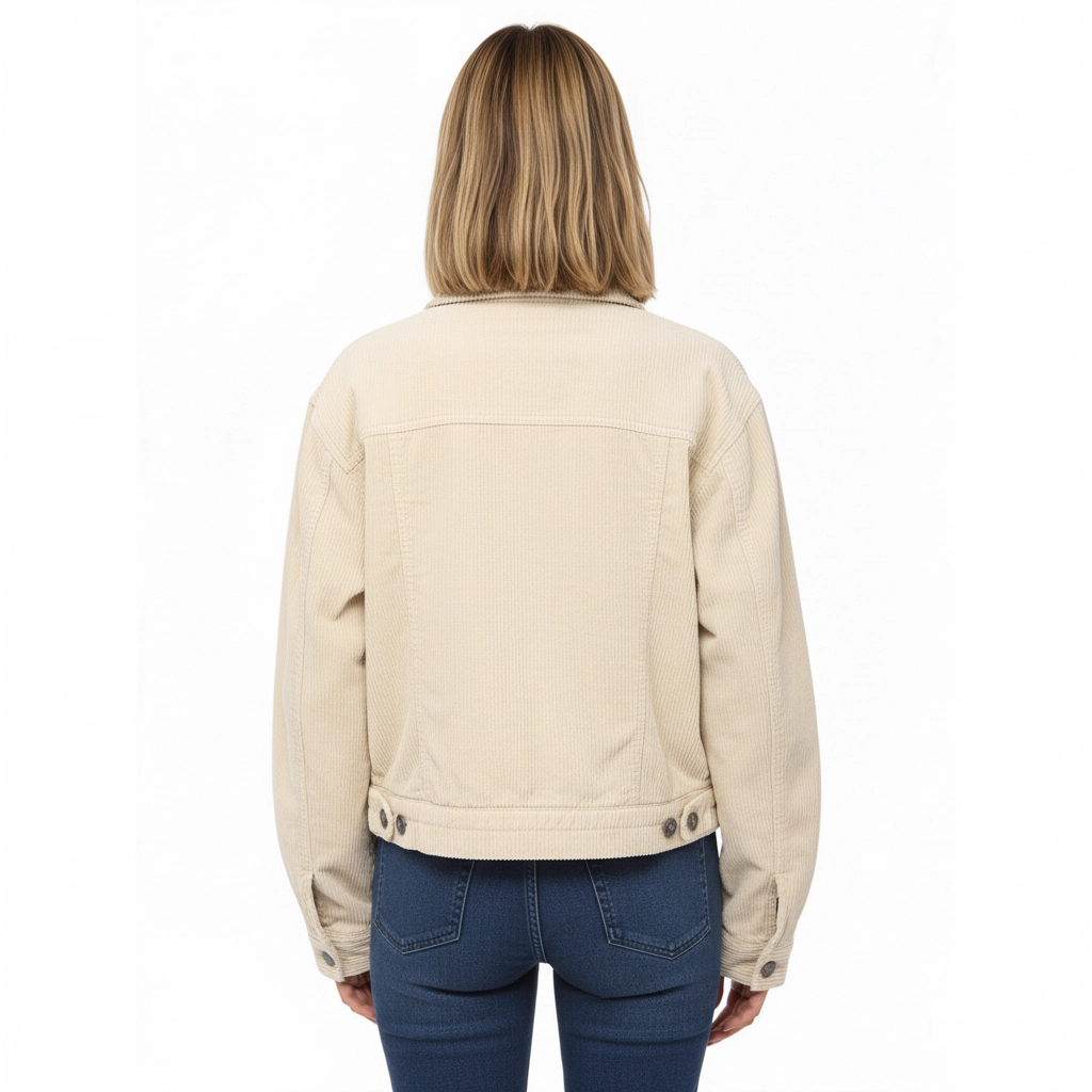Anna-Kaci Women's Button Front Utility Jacket with Soft Corduroy Texture and Structured Collar