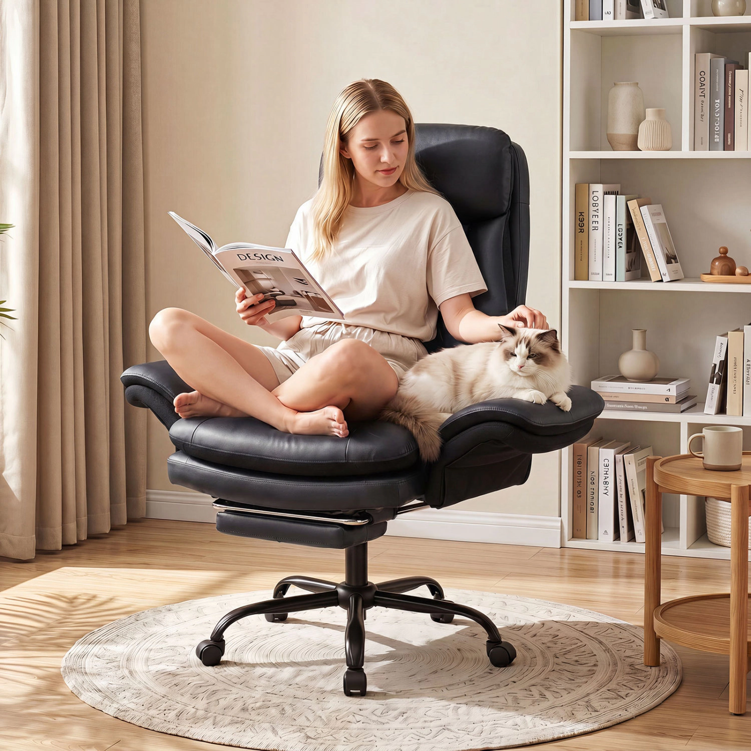 LJG 400 LBS Ergonomic Big and Tall Office Chair with Faux Leather