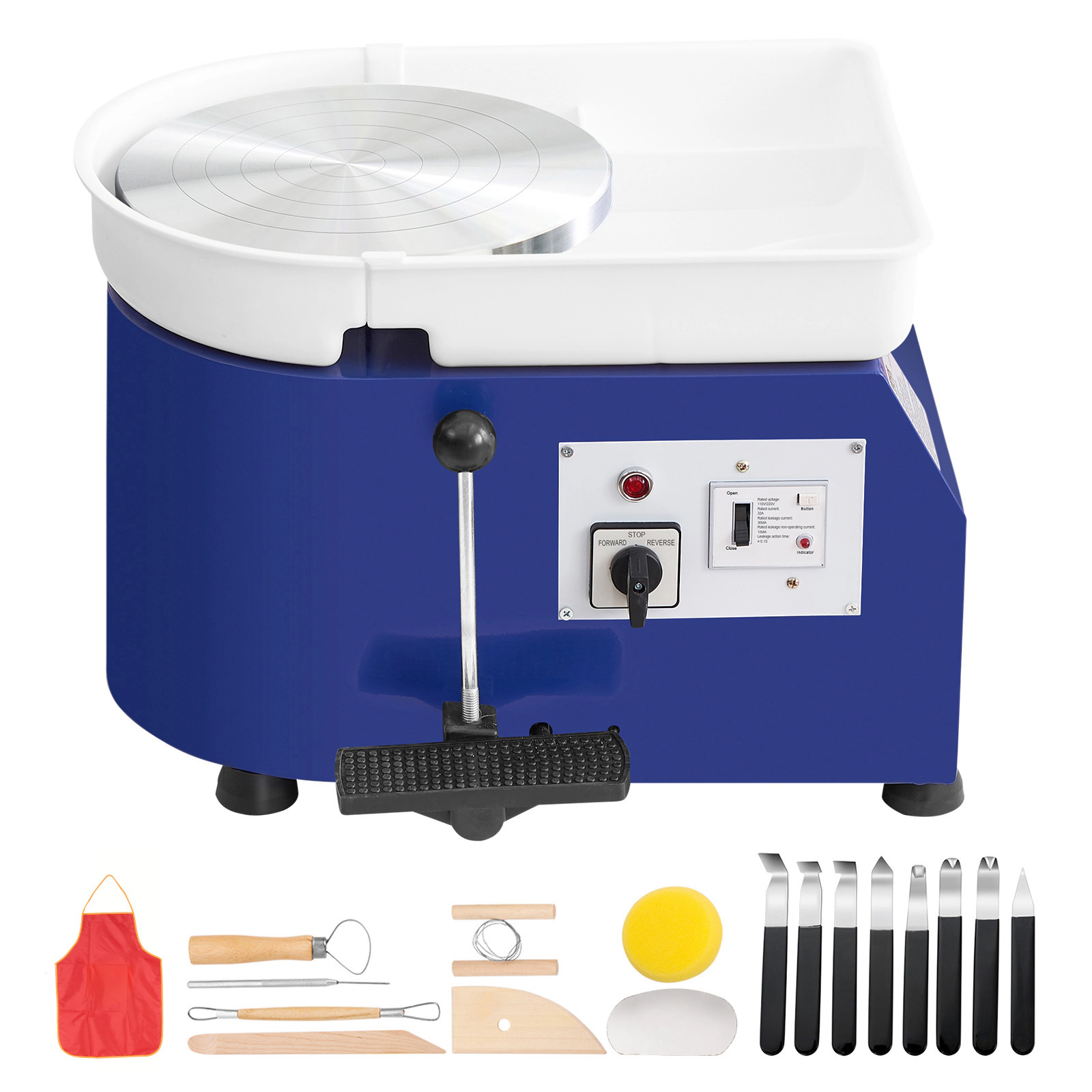HONGGE Pottery Wheel 11 in Clay Wheel Forming Machine 60-300 RPM Adjustable Speed with Handle and Pedal Control ABS