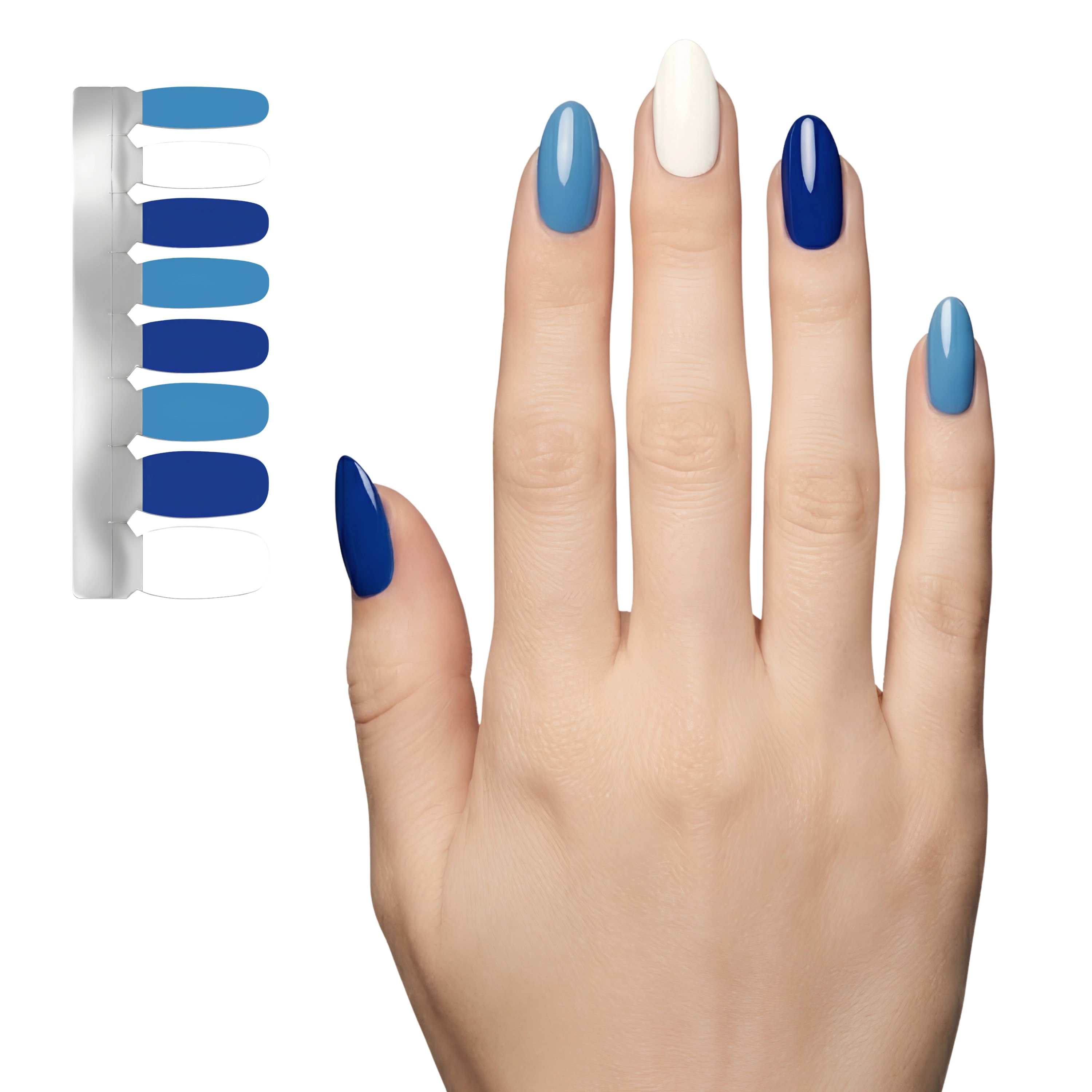 XPNail Women's Nail Polish Strips Blue Mixed 16ct