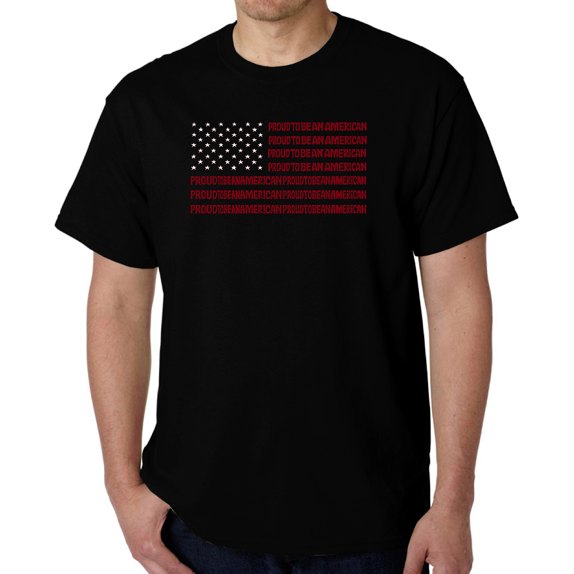 LA Pop Art Men's Word T-Shirt - Proud To Be An American