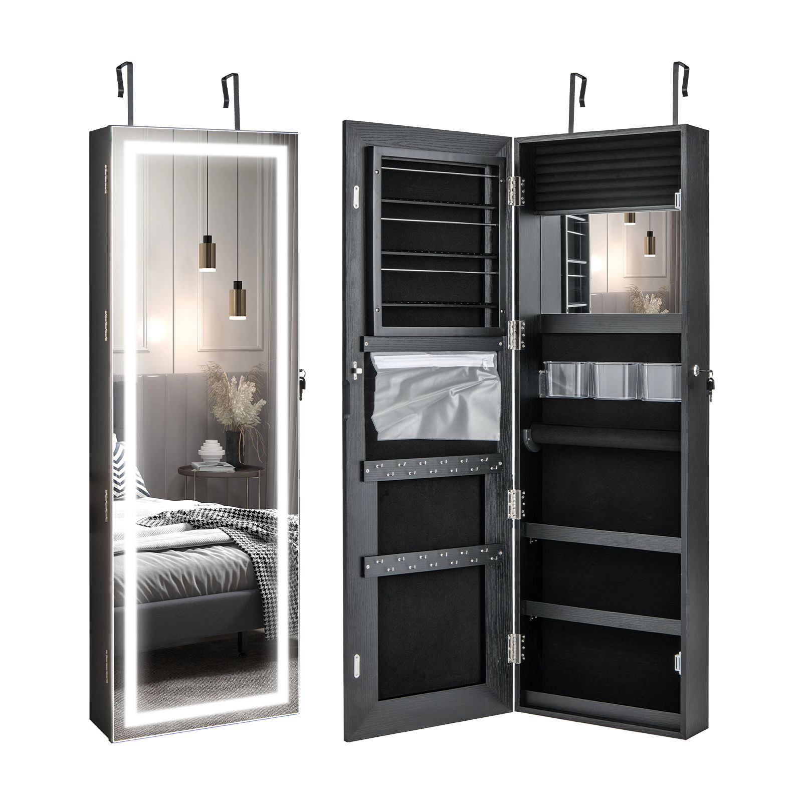 SlickBlue Women's LED Lighted Full-Length Jewelry Mirror Cabinet