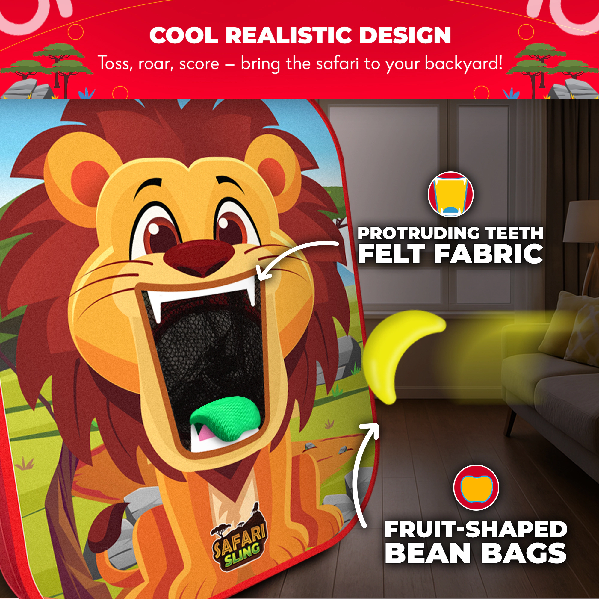 Swooc Games | Safari Sling™ | 2-in-1 Bean Bag Toss Game for Kids