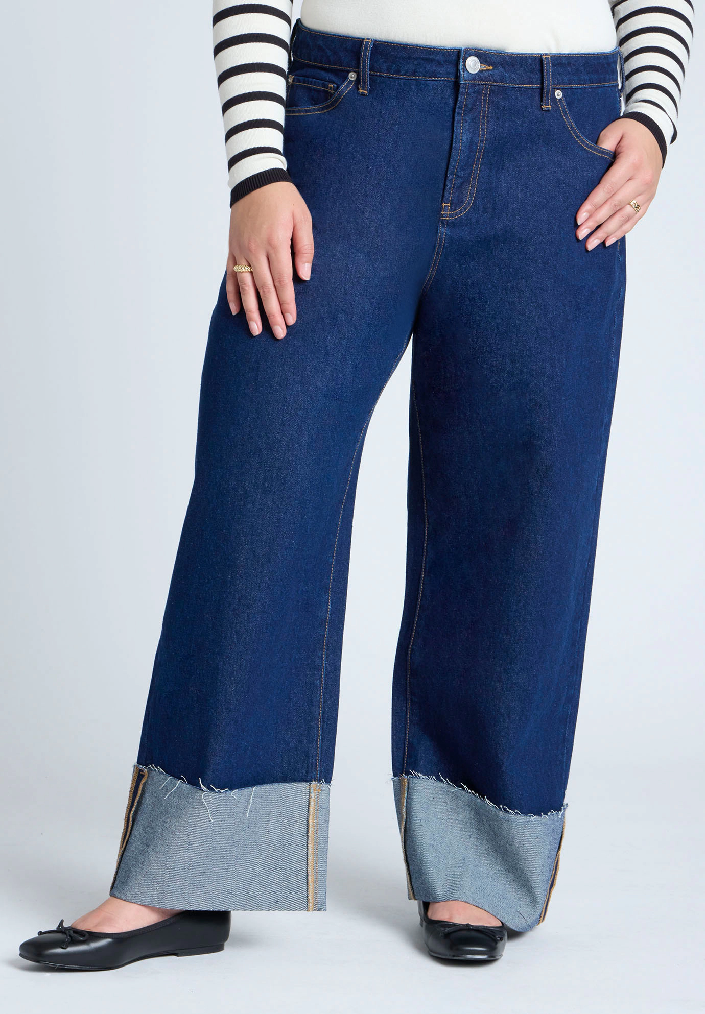 ELOQUII Women's Plus Tall Cuff Jean