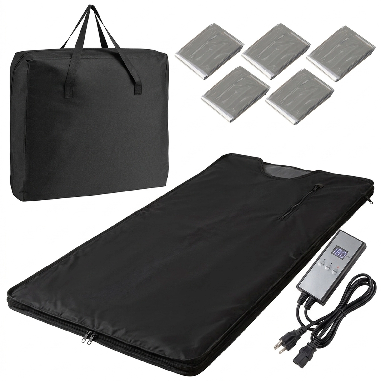 SUGIFT Black Portable Infrared Sauna Blanket with Arm Holes and Carrying Bag 6-ft W 3-ft D 16 Heat Settings