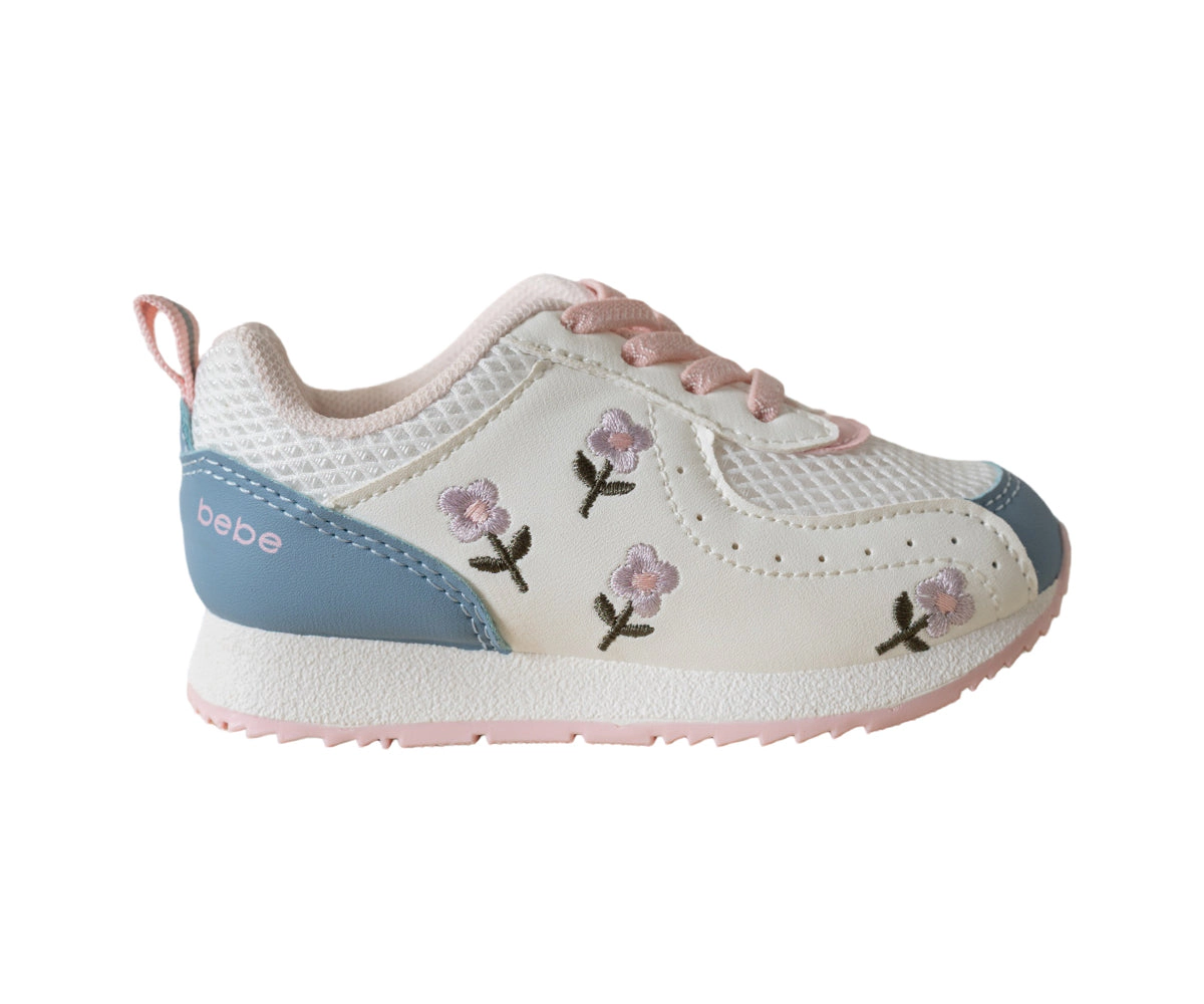 Bebe Girl's Toddler Flower Embroidery Lace-Up Sneakers