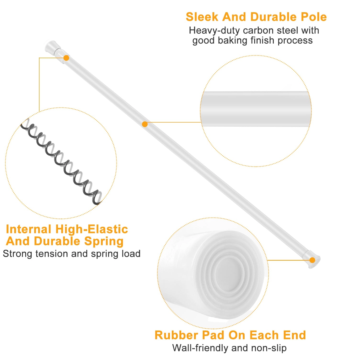 GBruno Spring-Loaded Tension Curtain Rod 150 Cm