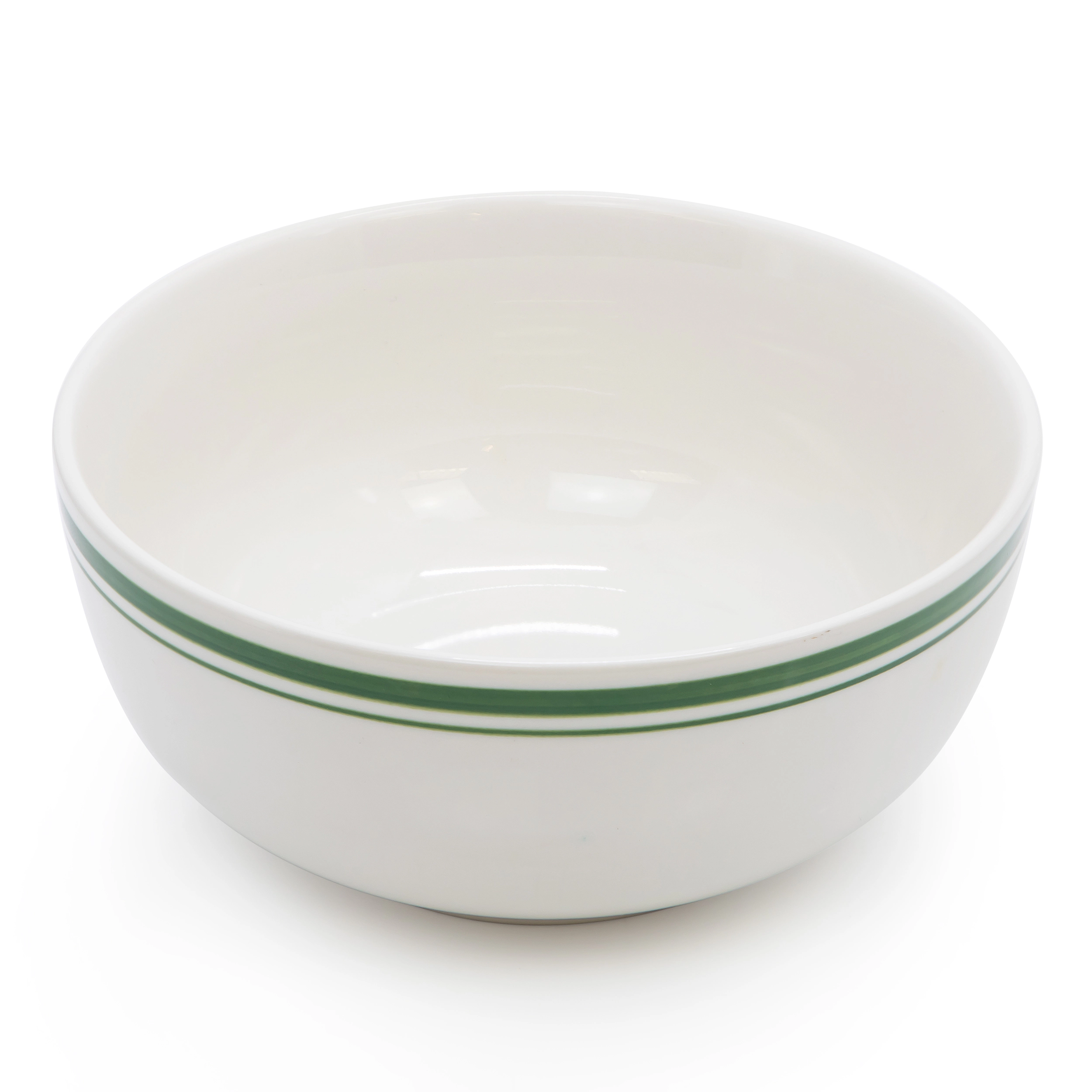 Gibson Home Hometown Diner 8 Piece 6 Inch Round Ceramic Cereal Bowl Set with Green Band