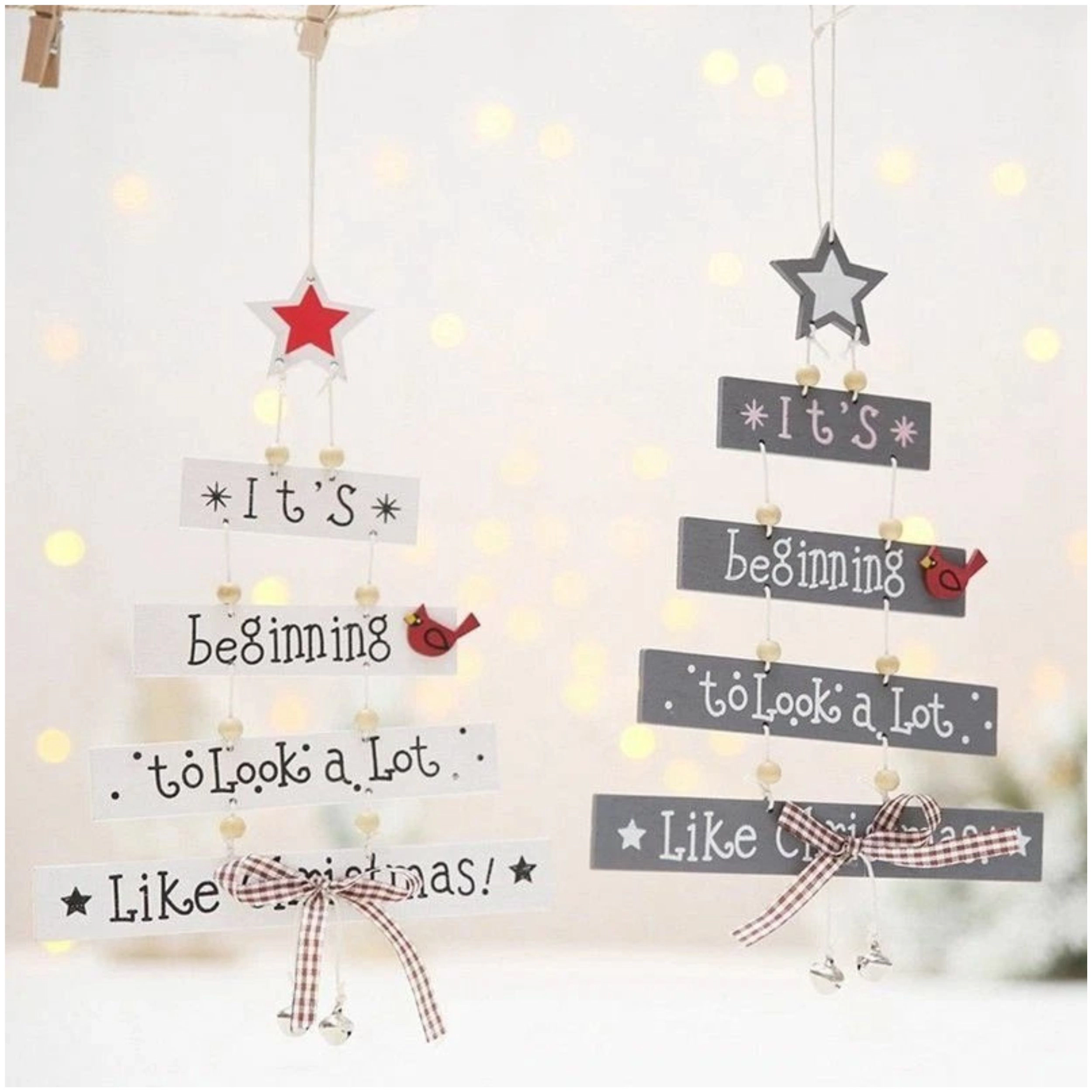 Home Collection Merry Christmas Wooden Hanging Tree Ornament