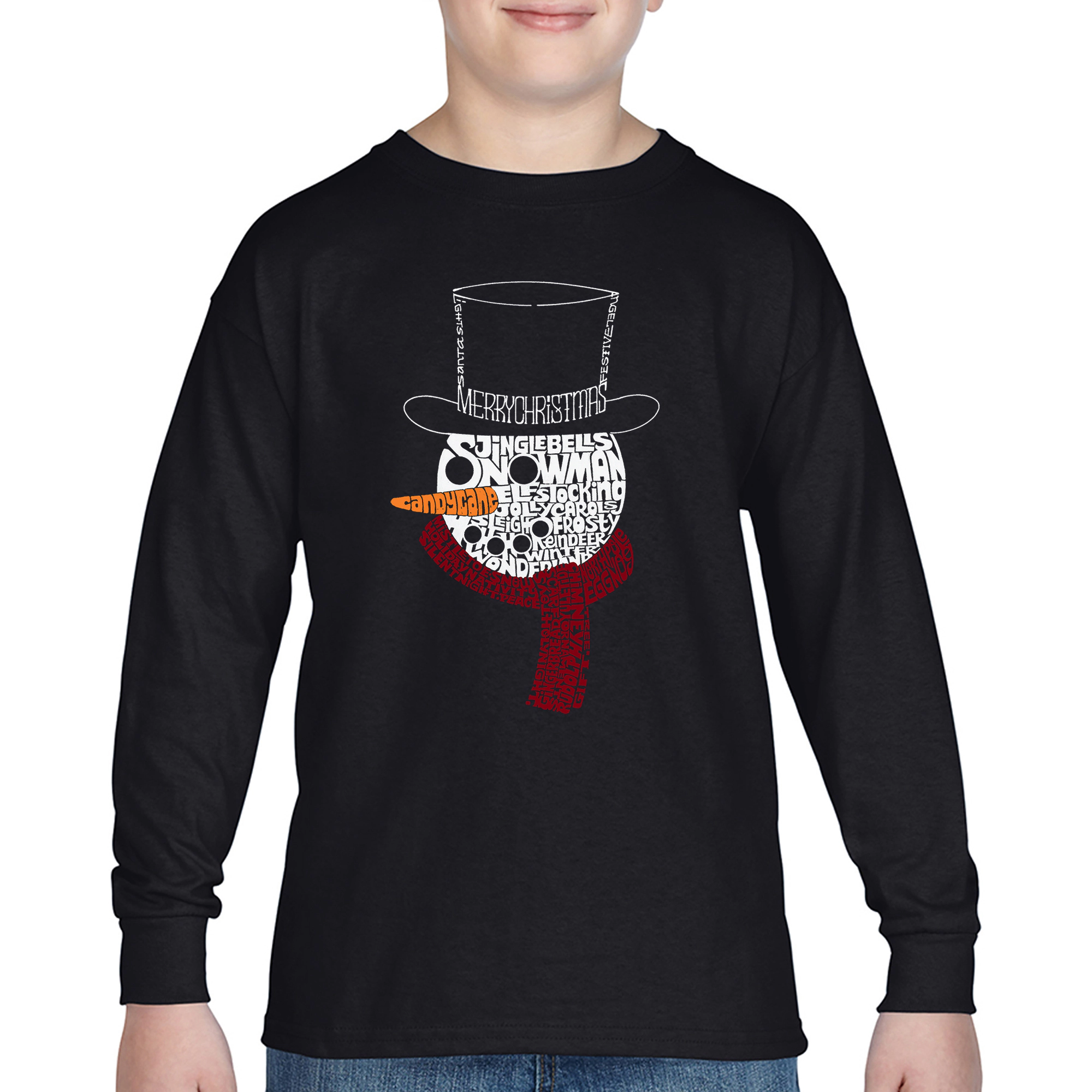 LA Pop Art Boys Long Sleeve T-Shirt - Snowman Face
