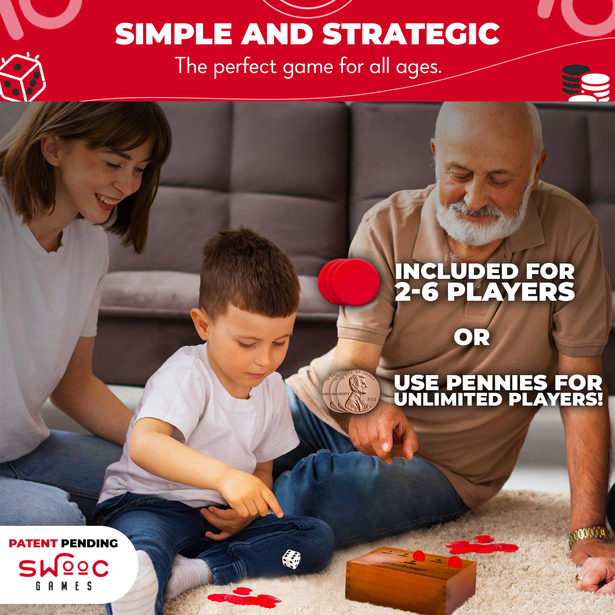 Swooc Games | Coin Drop™ | Simple + Strategic Dice Game