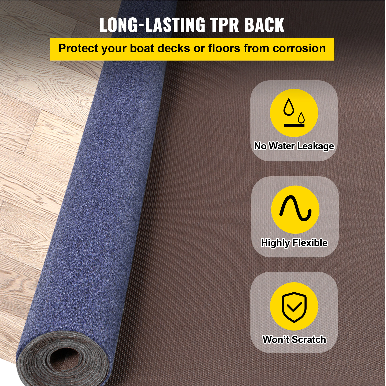 HONGGE Deep Blue Marine Carpet 6 ft Marine Carpeting Marine Grade Carpet for Boats with Waterproof Back Outdoor Rug for