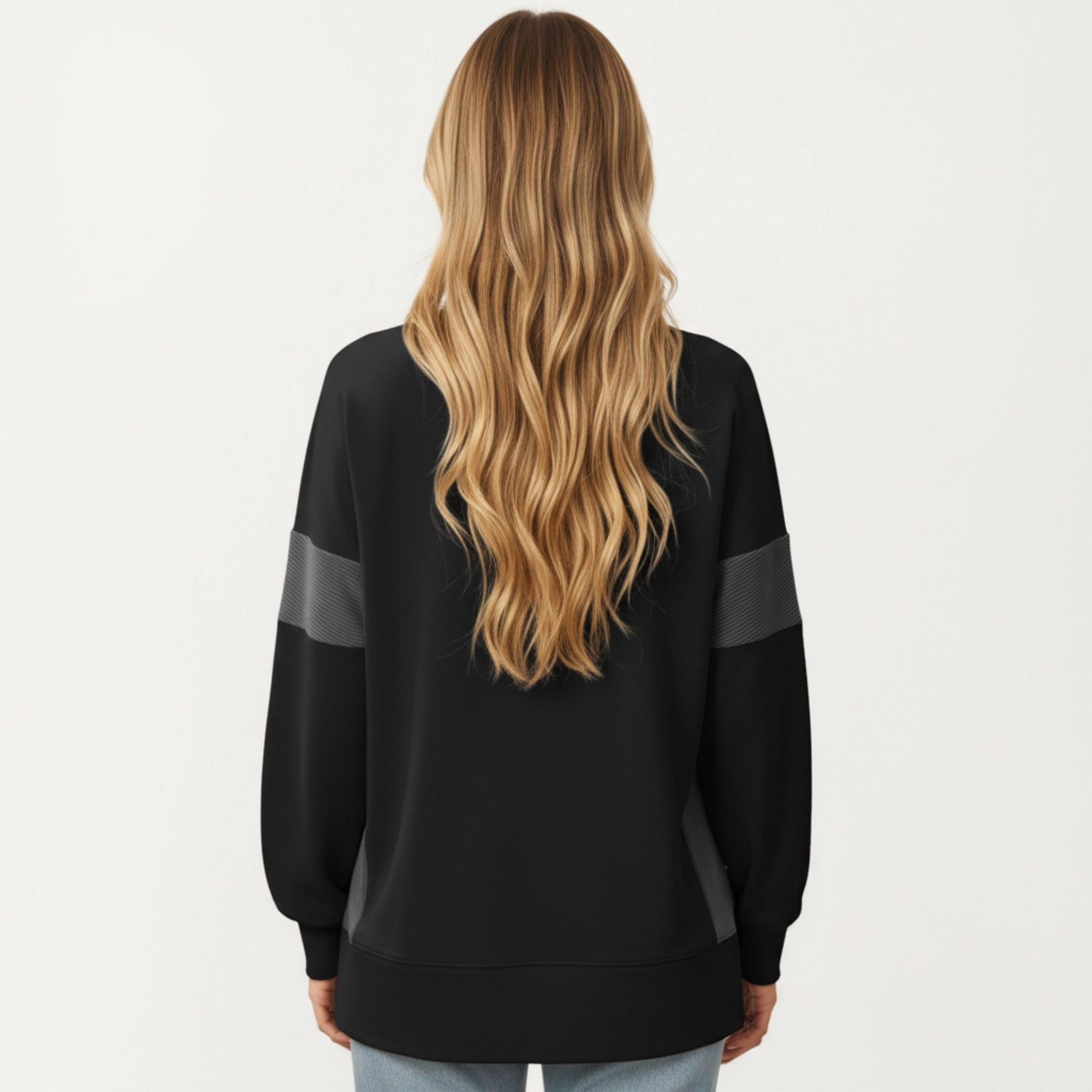 Anna-Kaci Women's Colorblock Sleeve Crew Neck Relaxed Fit Long Pullover Top