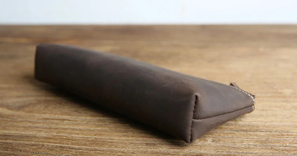 Steel Horse Leather Unisex The Pallavi | Handmade Leather Pencil Case - Leather Makeup Bag