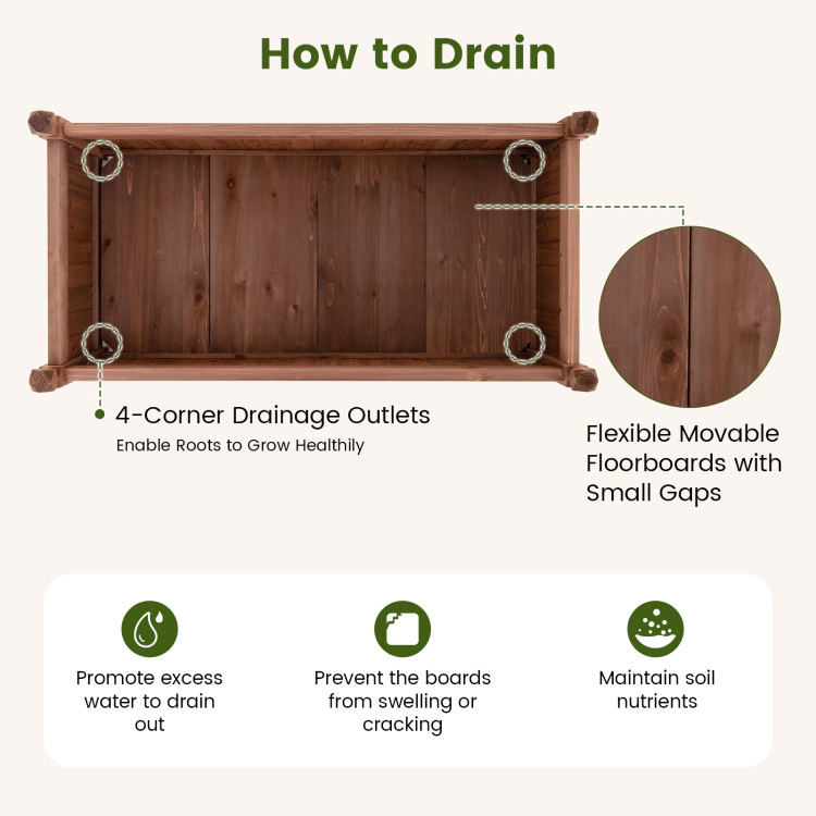 Hivvago 46 x 24 x 16 Inch Rectangular Planter Box with Drainage Holes for Backyard Garden Lawn