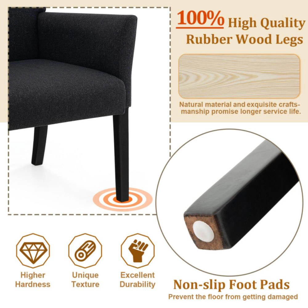Hivvago Fabric Executive Armchair with Solid Rubberwood Legs