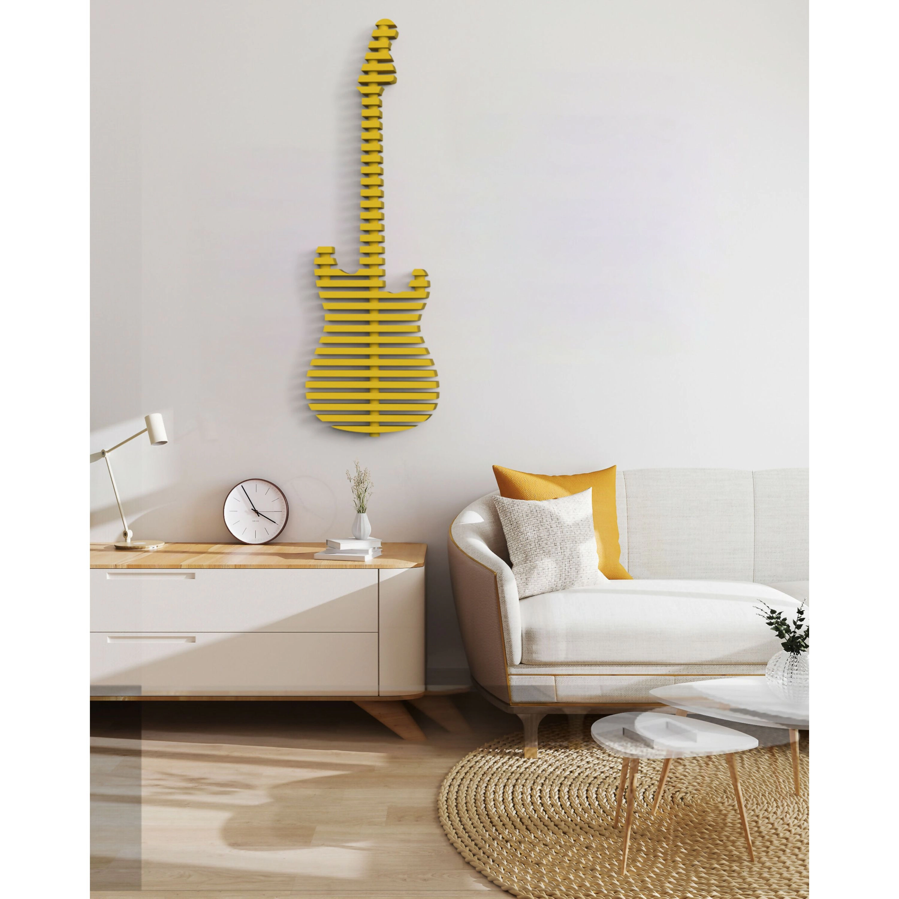 Wear Sierra Parametric Yellow 3D Guitar Wood Wall Art