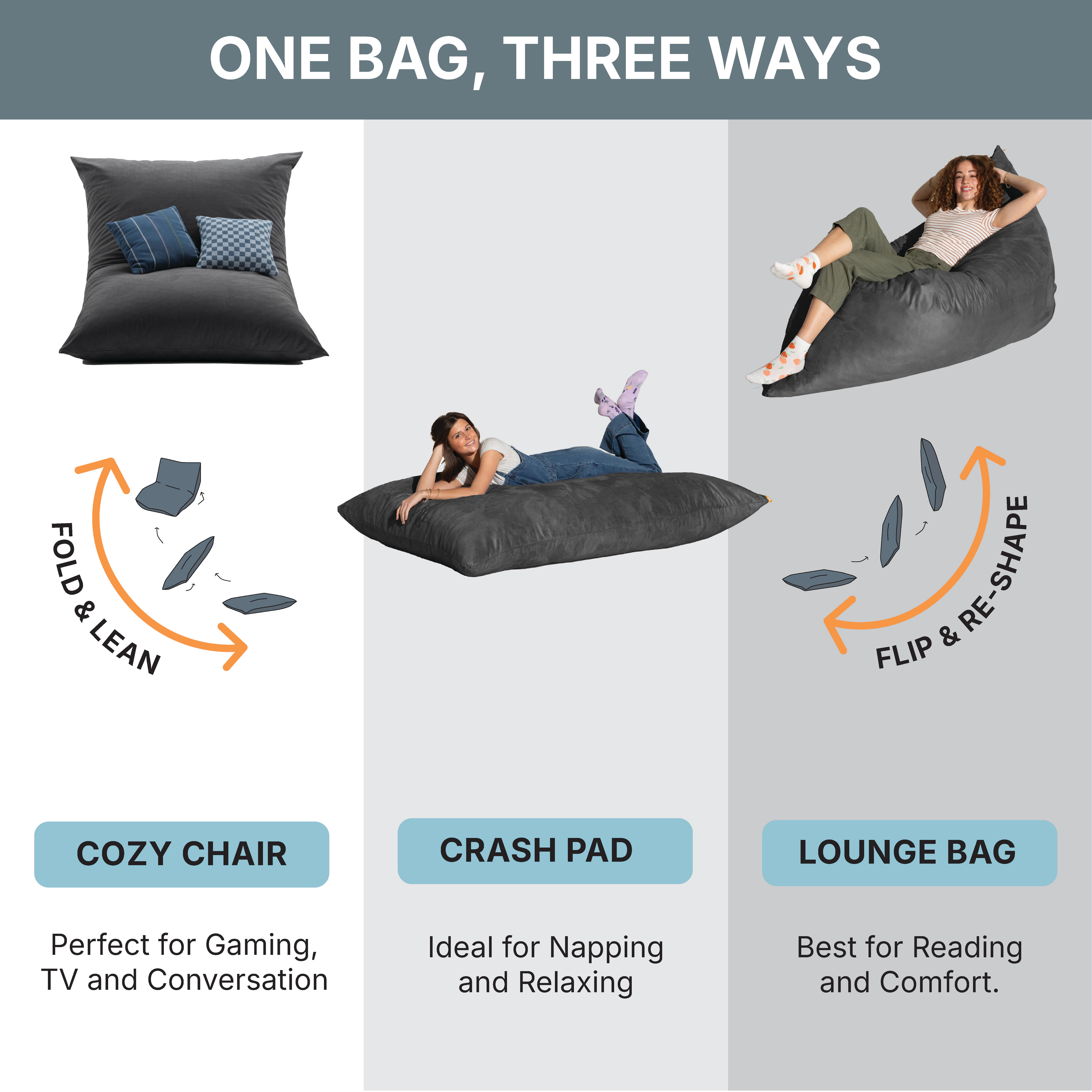 Jaxx Pillow Saxx 5.5-Foot - Huge Bean Bag Floor and Lounger