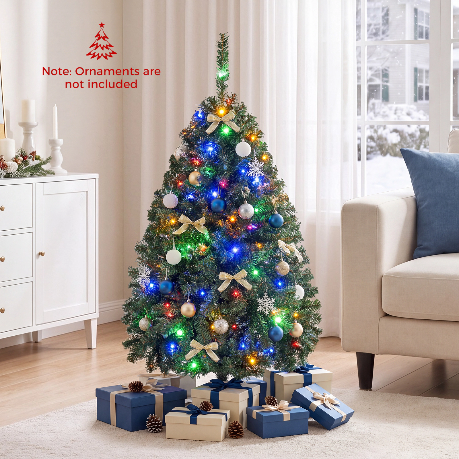 Costway 4/5/6/7/8/9Ft Pre-Lit Artificial Christmas Tree Hinged 100/150/350/500/750/1000 LED Lights