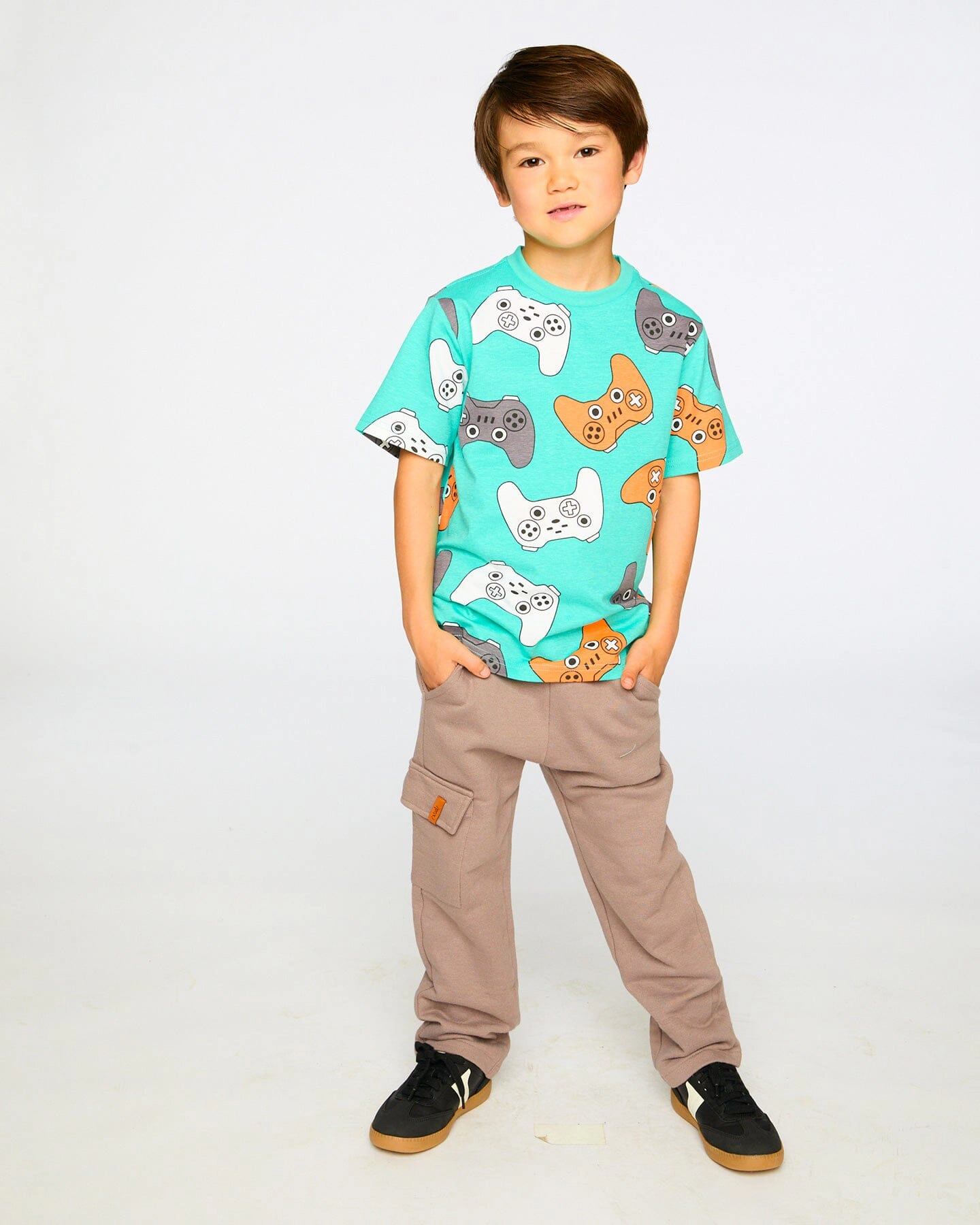 Deux par Boys Organic Cotton Jersey T-Shirt Printed Gamepads