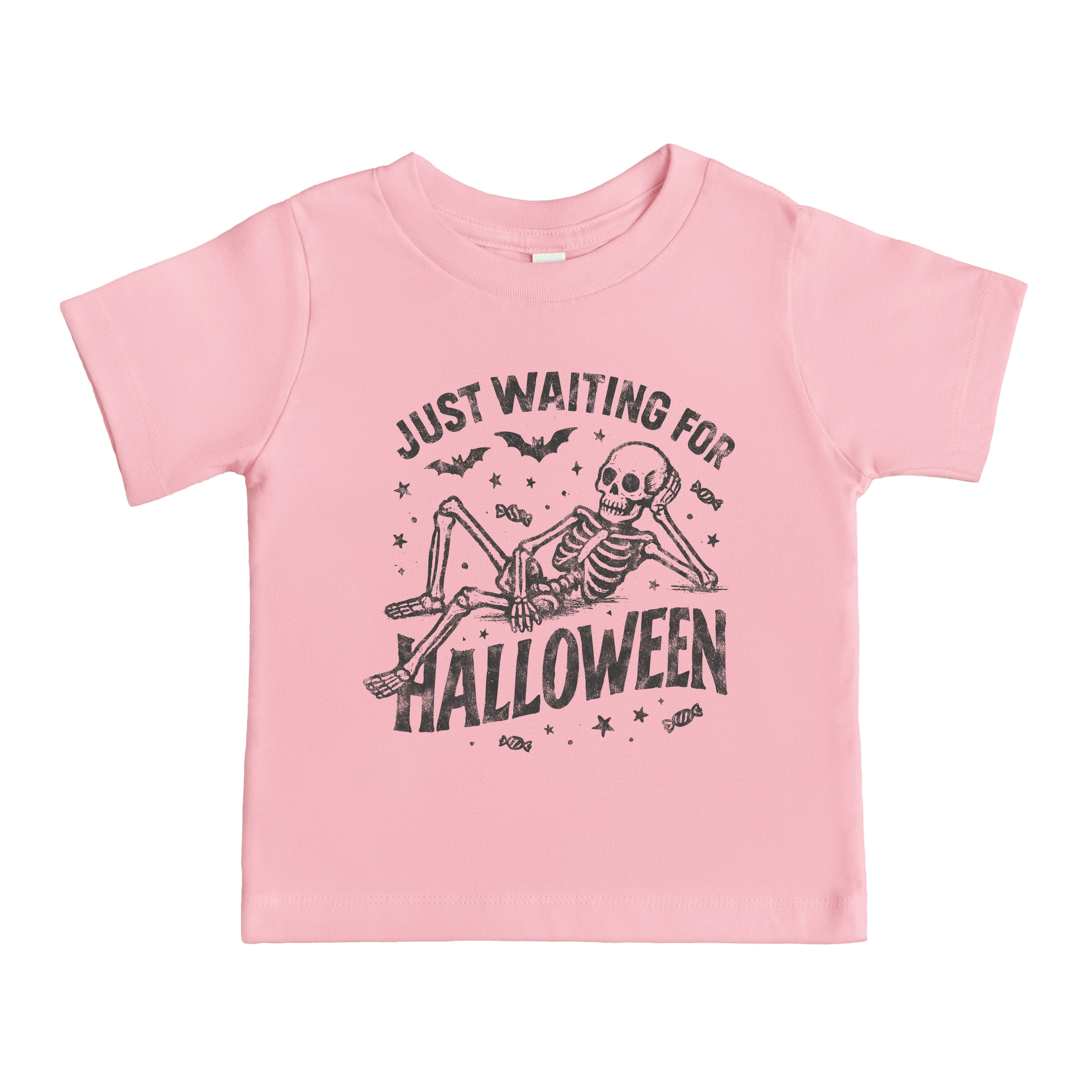 The Juniper Shop - Toddler Short Sleeve Graphic T-Shirt Just Waiting For Halloween Skeleton