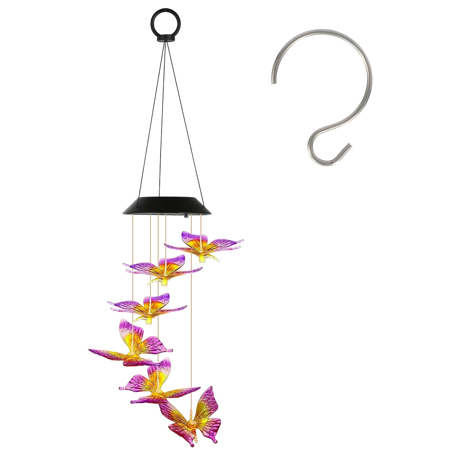 GBruno Solar Butterfly Wind Chimes 7-Color Changing