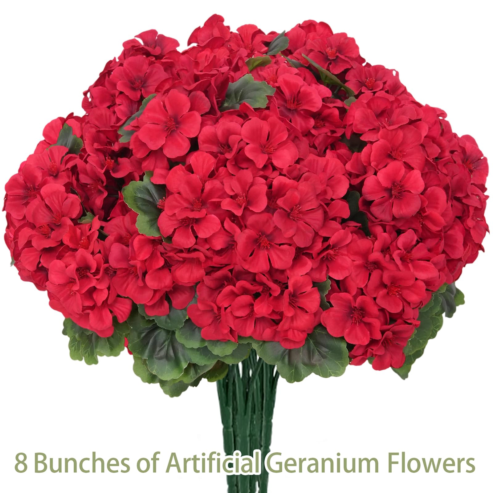 PUPWE 8 Artificial Geraniums Flowers For Outdoor Decor