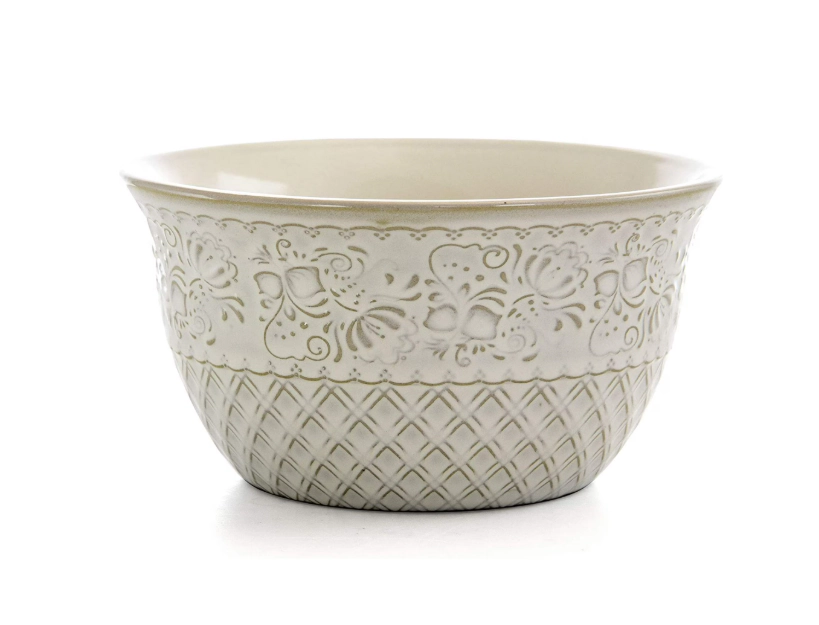 Elama Ivory Lotus Unisex 16 Pieces Square Dinnerware Set