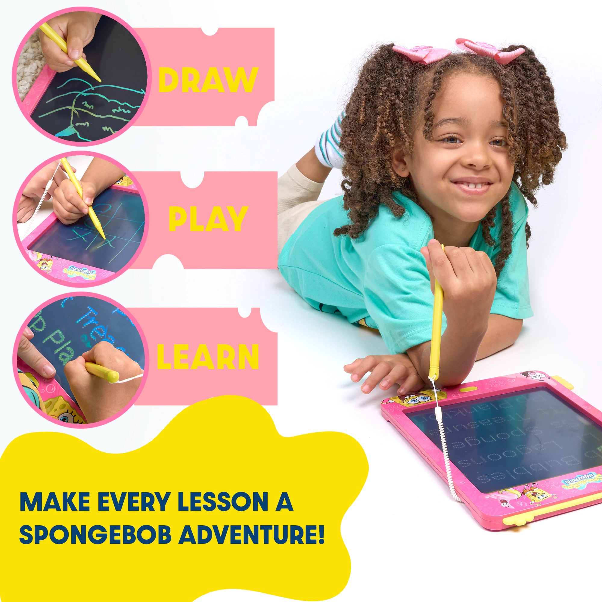 SpongeBob SquarePants Kids LCD Doodle Drawing Tablet - Jelly Pink