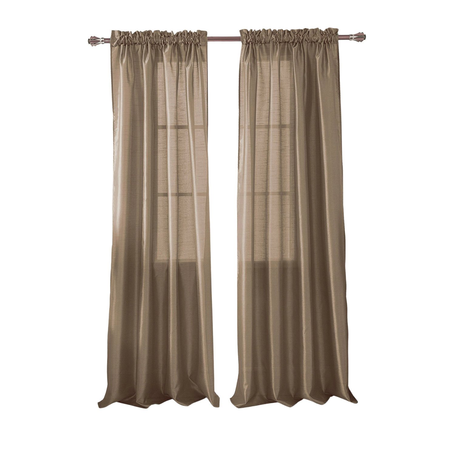 RT Designers Collection 100% Polyester 82 GSM Faux Silk Nikki Rod Pocket Curtain Panel 54" x 84" Taupe