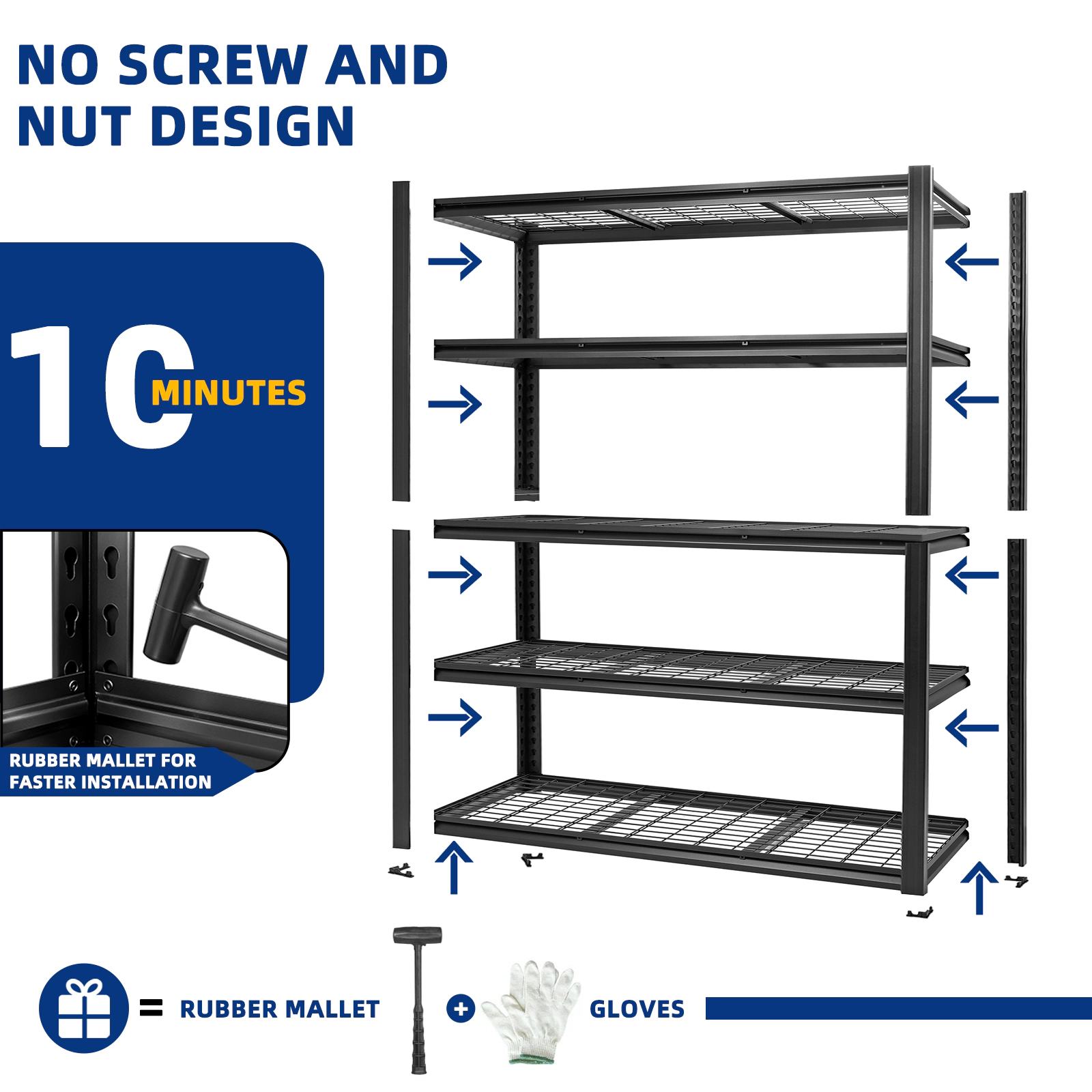 Flynama 5 Tier Heavy Duty Black Metal Utility Shelving Unit Solid Ventilated Shelves 60 in W x 24 in D x 72 in H