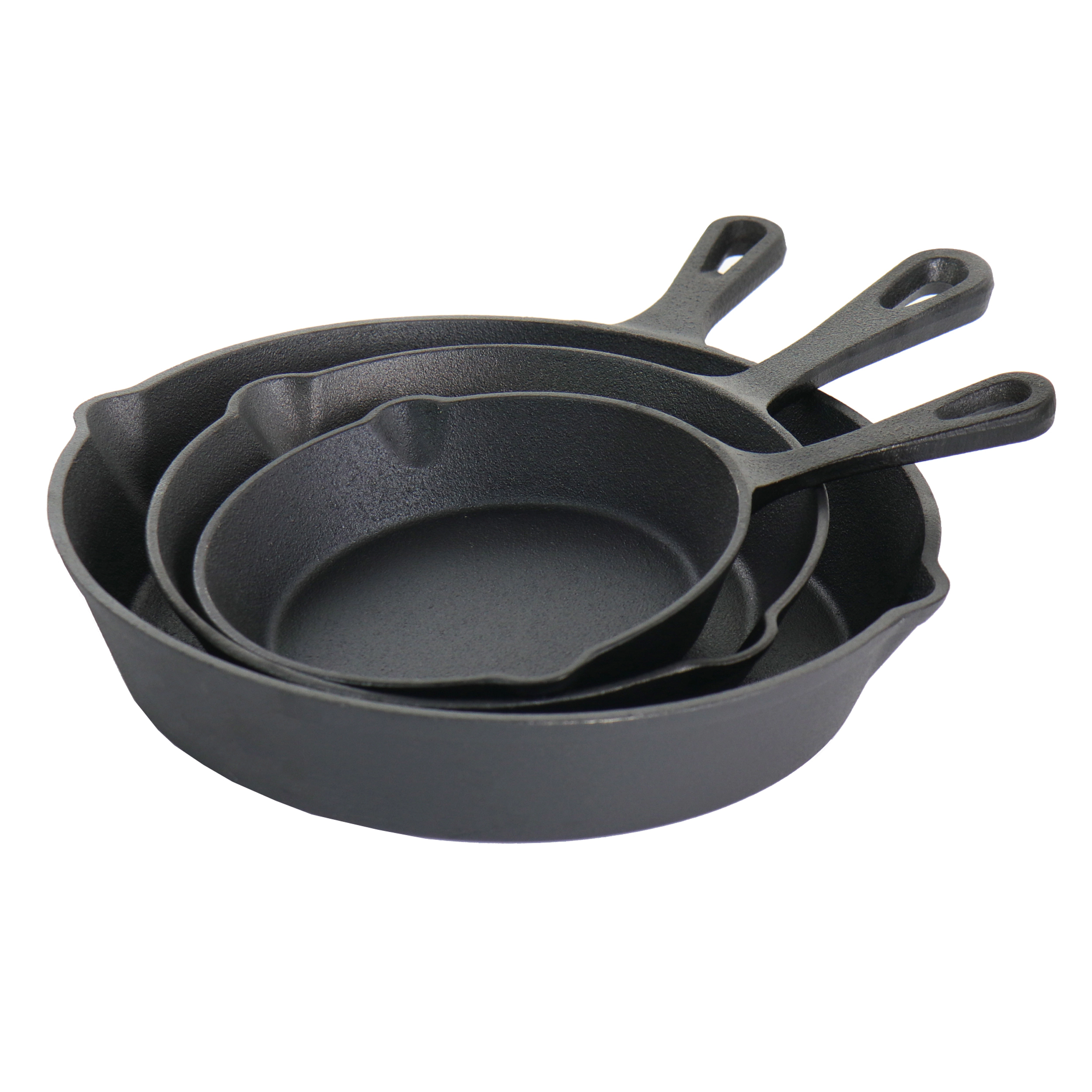 Gibson Home Brickstone 3 Piece Pre-Seasoned Cast Iron Skillet Set in Black