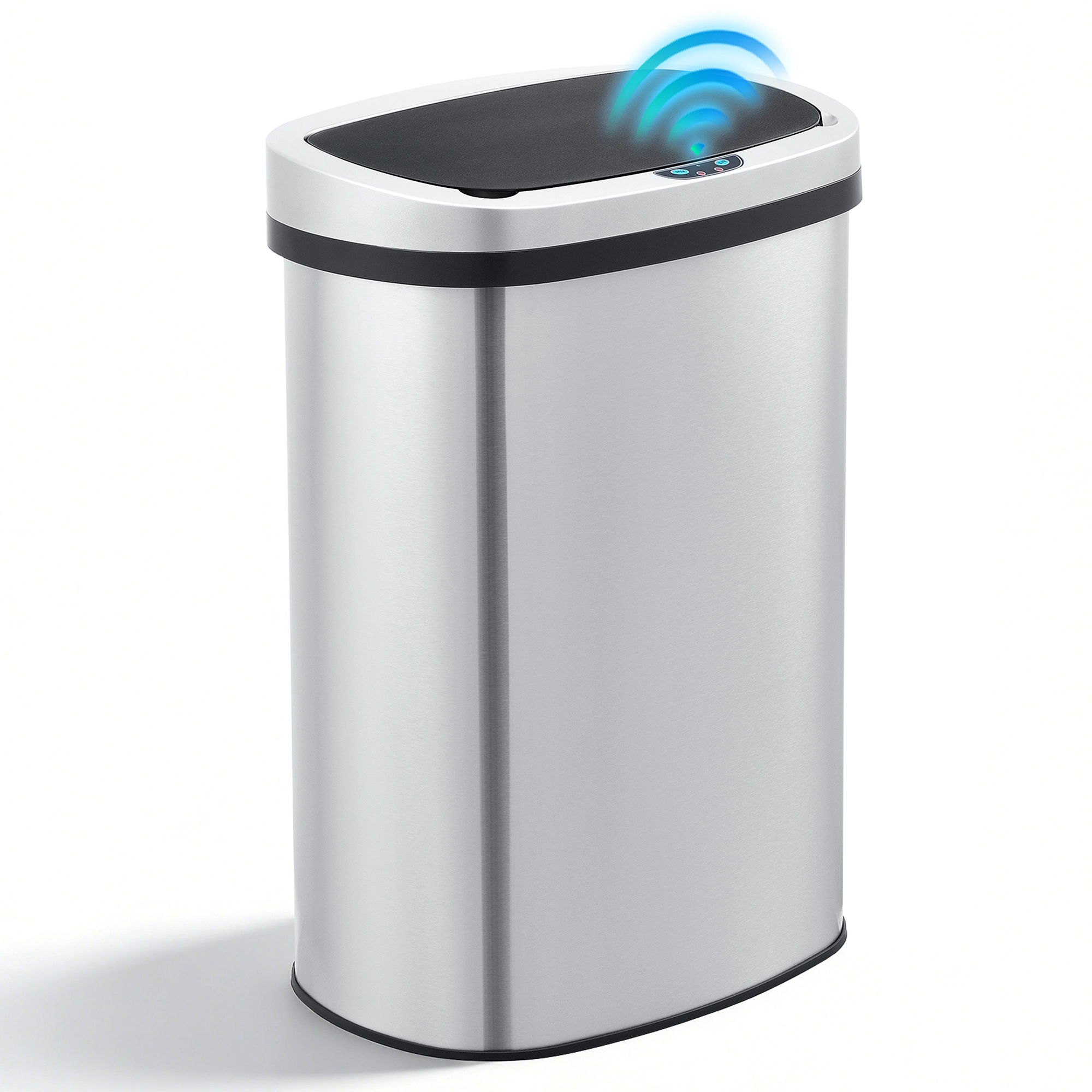 Innovaze 13 Gal./50 Liter Stainless Steel Oval Motion Sensor Trash Can for Kitchen