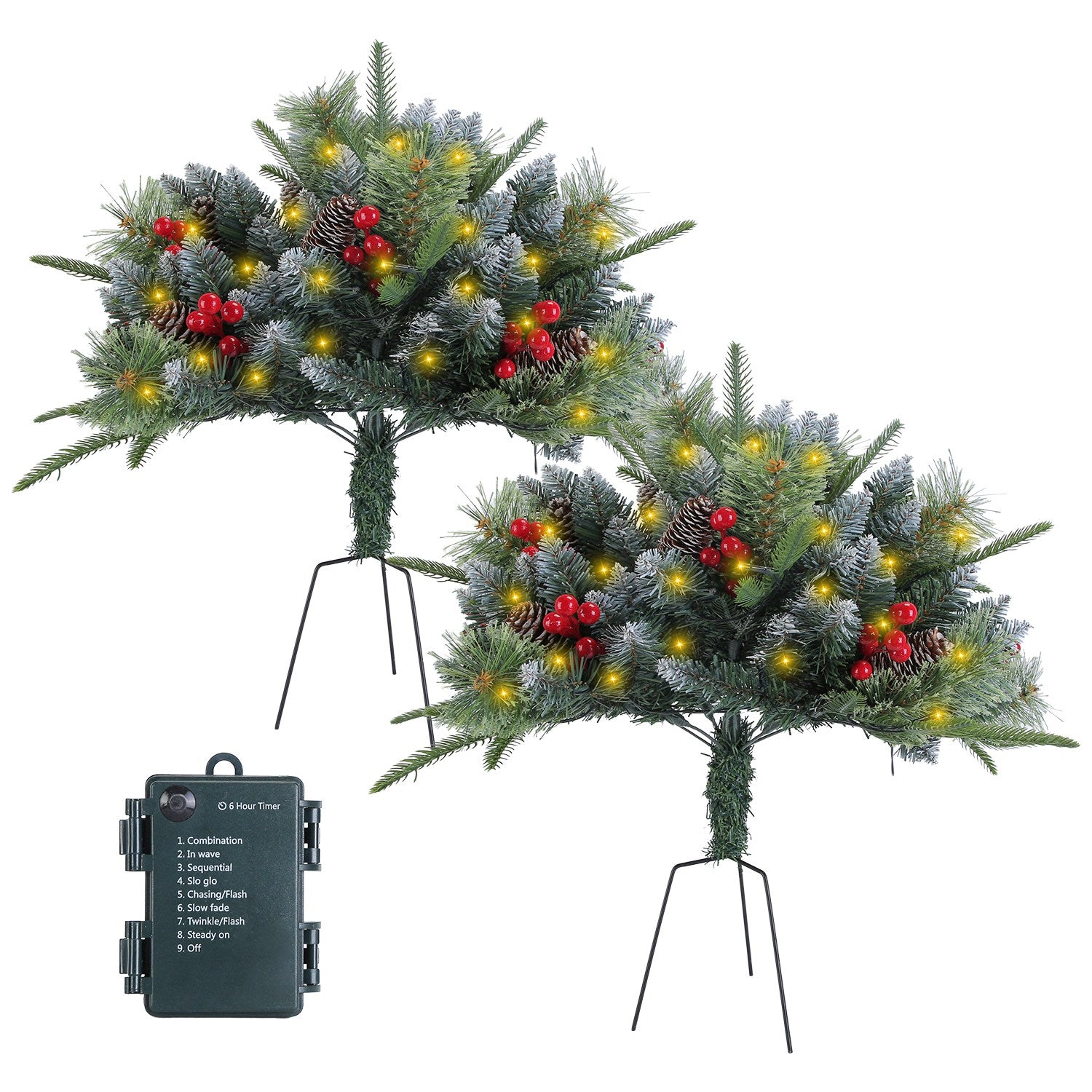 GBruno 2-Pc Lighted Christmas Tree Urn Filler