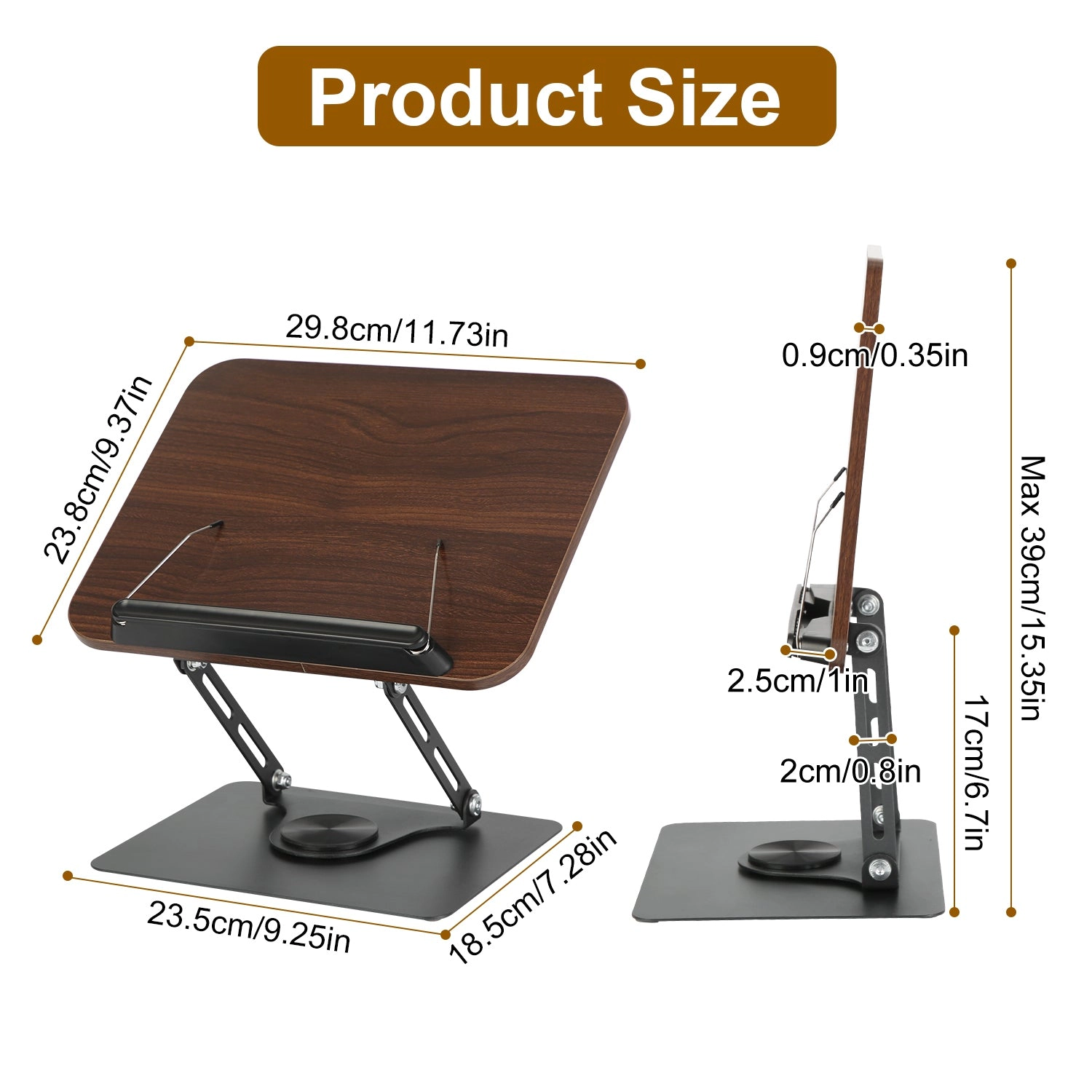 GBruno Adjustable Wood Book Stand With 360° Base