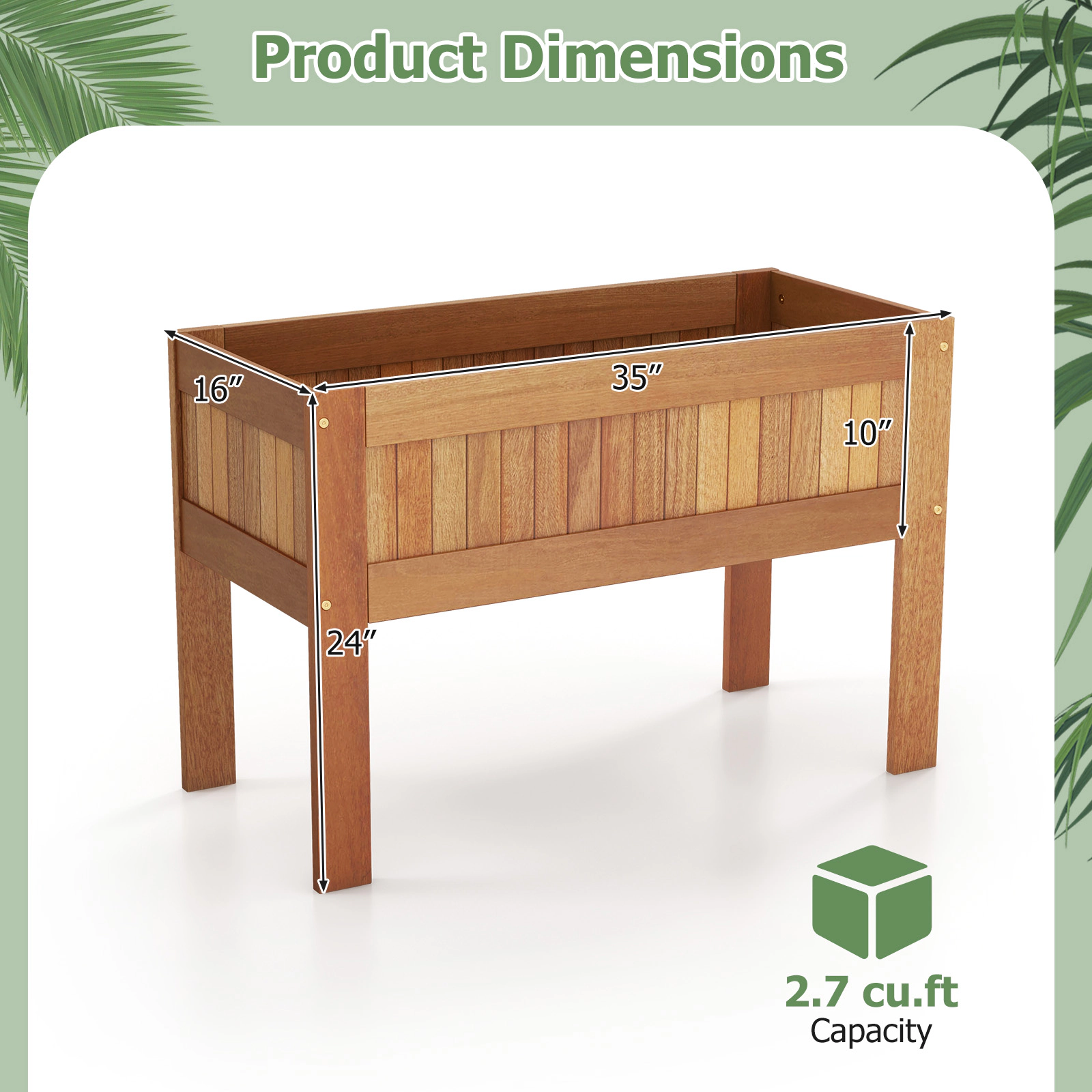 SlickBlue Solid Wood Elevated Garden Bed for Flowers and Vegetables