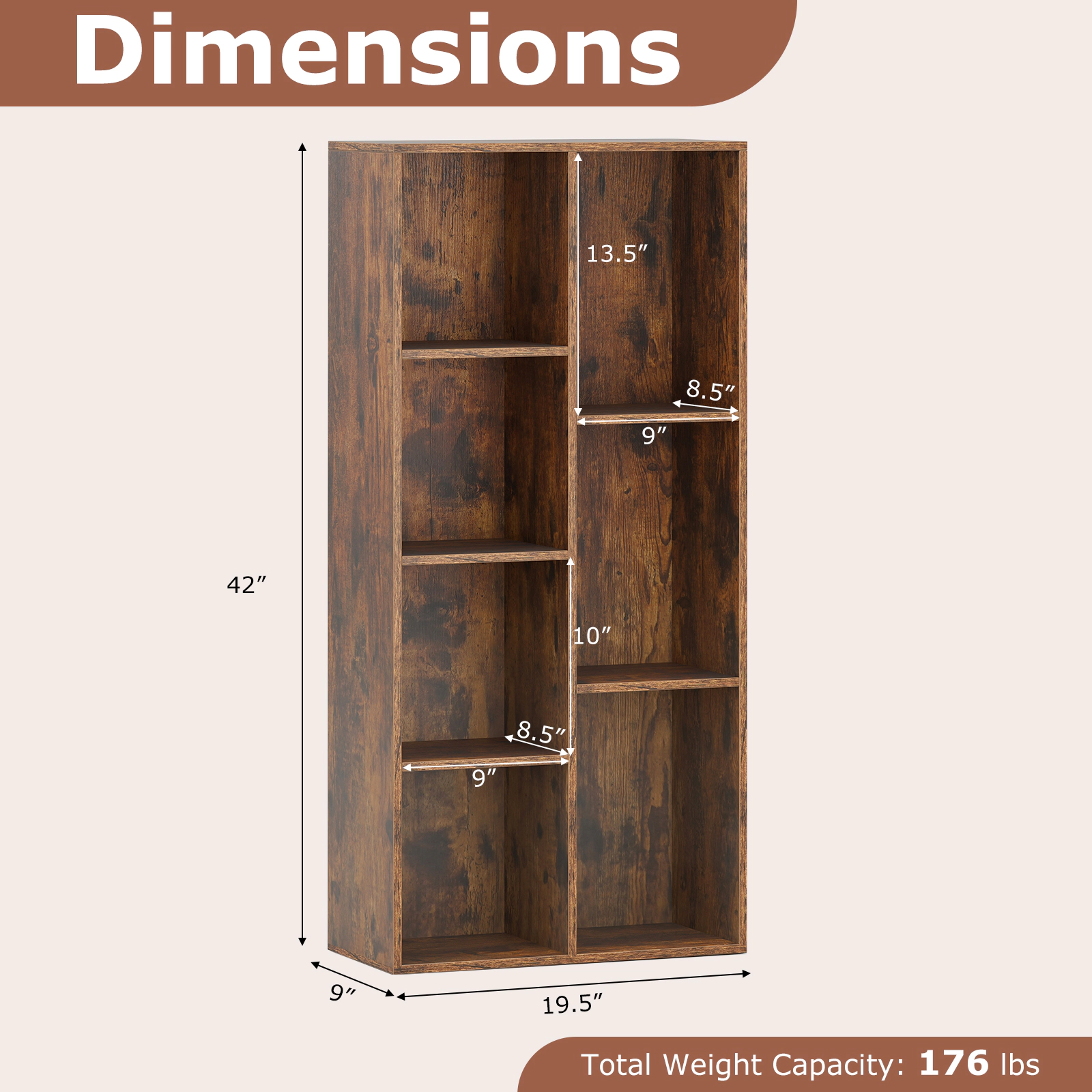 Costway 2PCS 7-Cube Bookcase w/7 Compartments 2 Anti-tipping Kits for Home Office