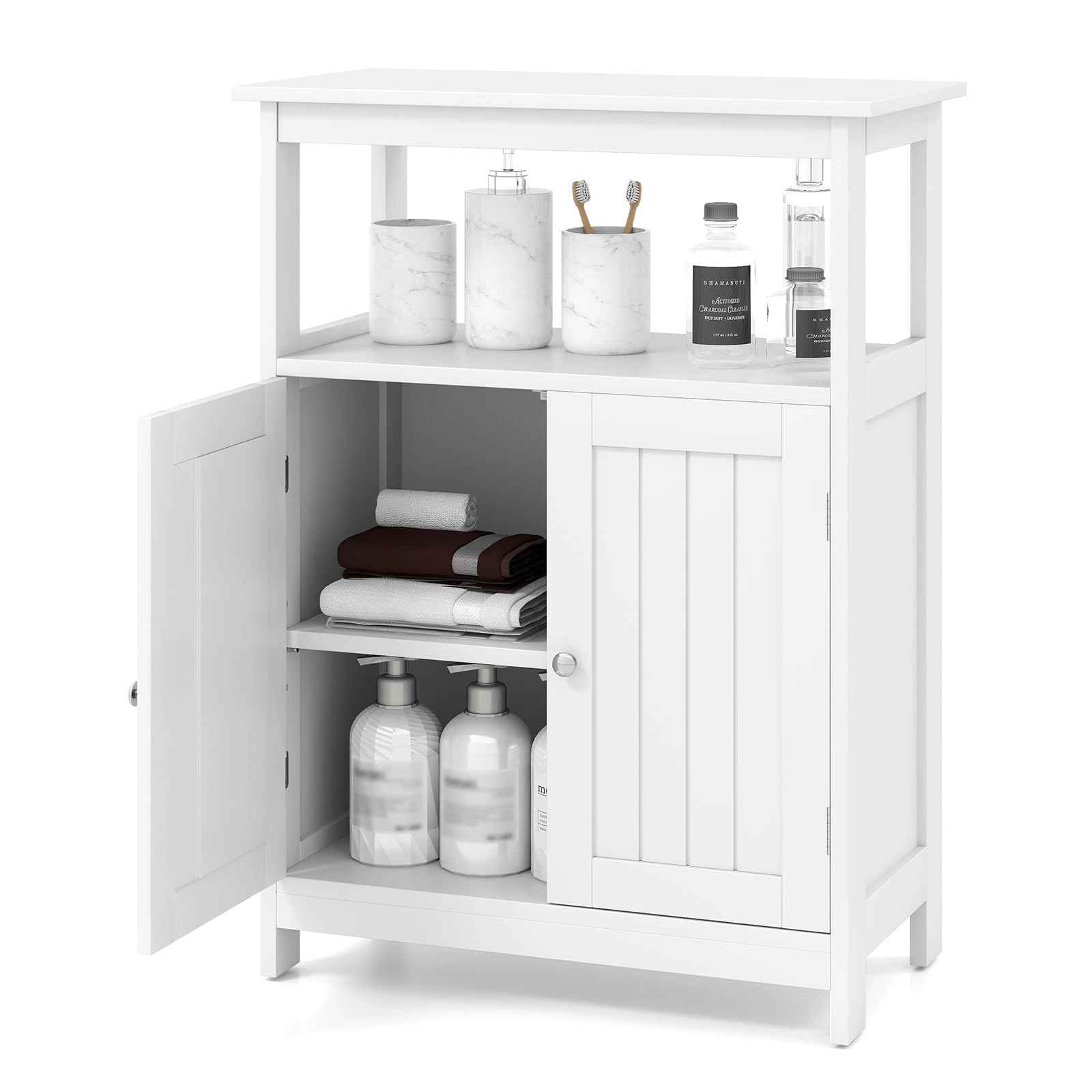 Glintex Bathroom Cabinet with 8-Inch Open Compartment and 200-Lb Capacity