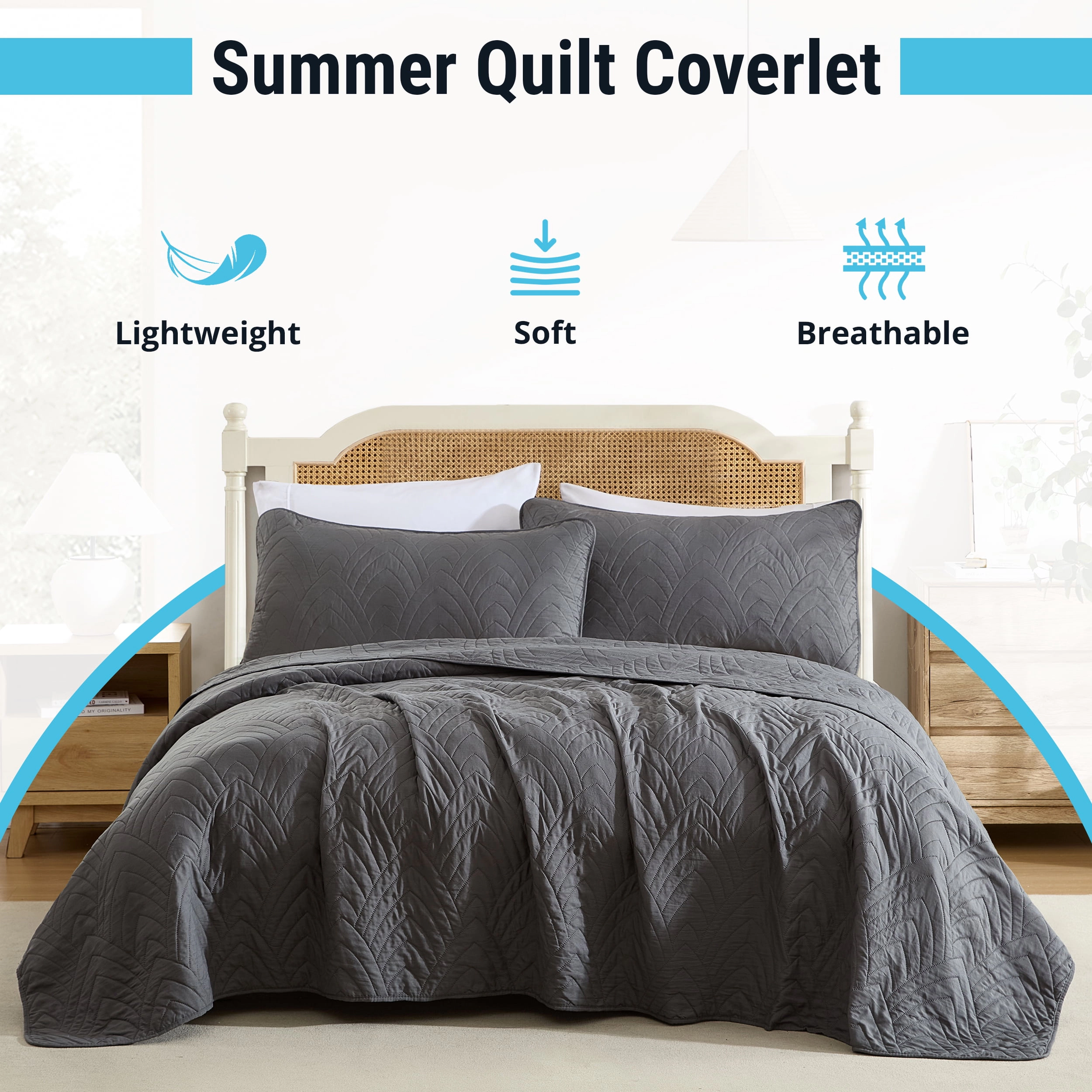 HLC.ME Weston - 3 Piece King Quilt Set, Lightweight Bedspread Coverlet Set