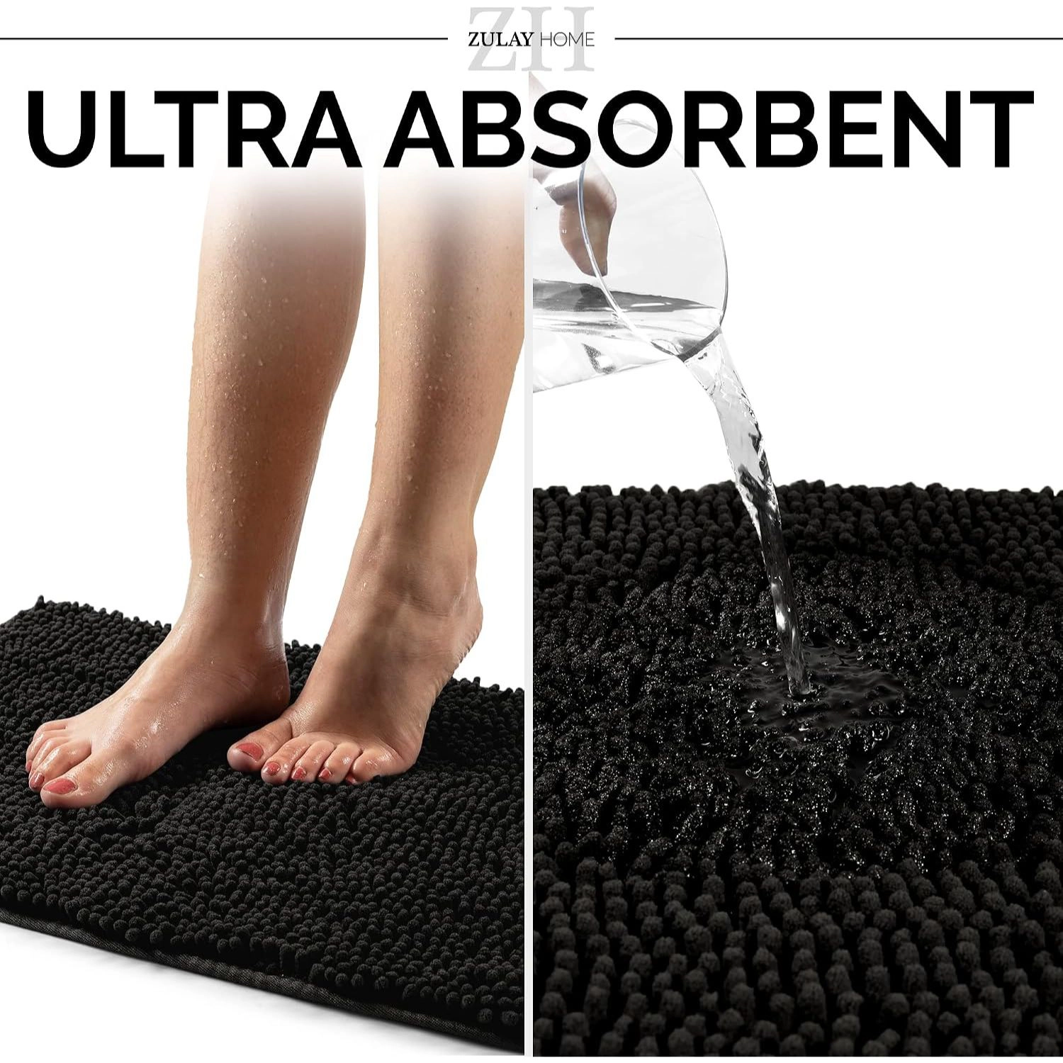 Zulay Home Soft Shaggy Bathroom Rug - Ultra Absorbent Bath Mat 20 x 30 Inches