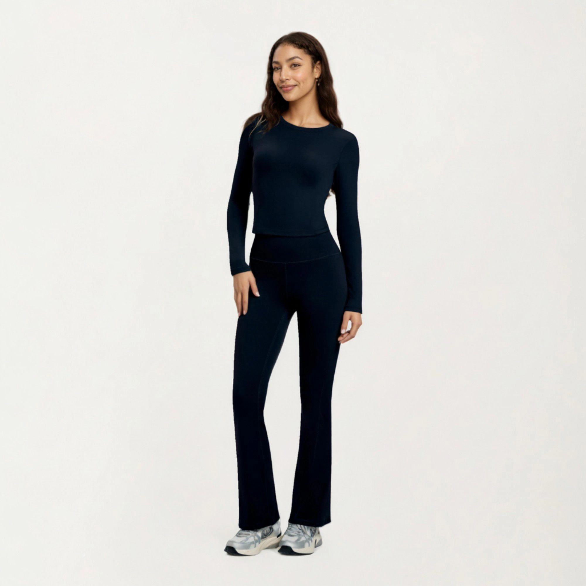 Anna-Kaci Women's Long Sleeve Fitted Active Top with Smooth Stretch Fabric Contoured Seaming