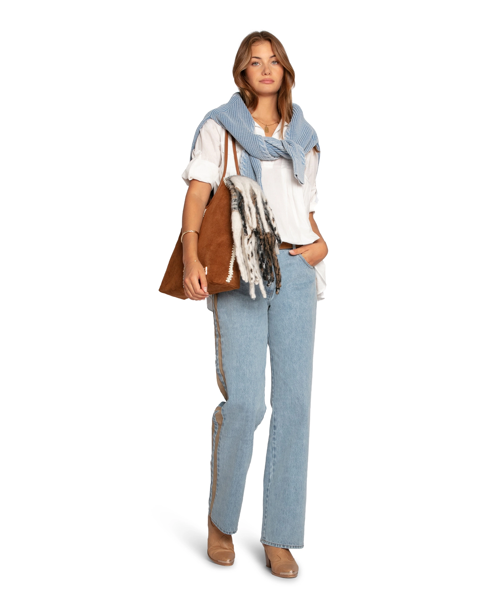 Belle & Bloom Rebel Mid Rise Side Stripe Denim Jeans