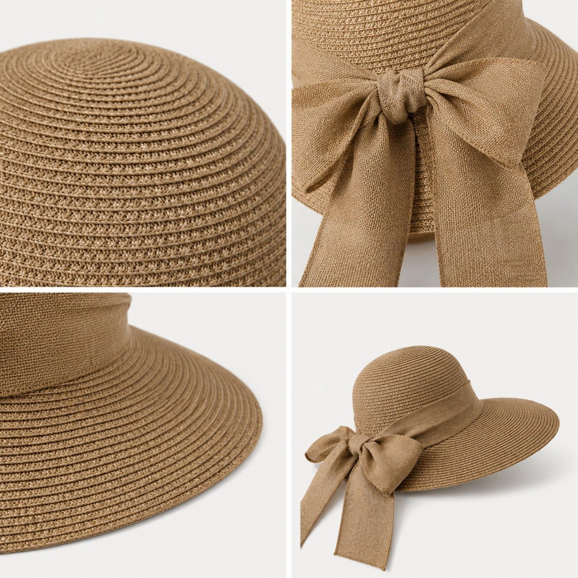 Anna-Kaci Women's Summer Sun Hat for Women - Wide Brim Straw with Elegant Bow Detail
