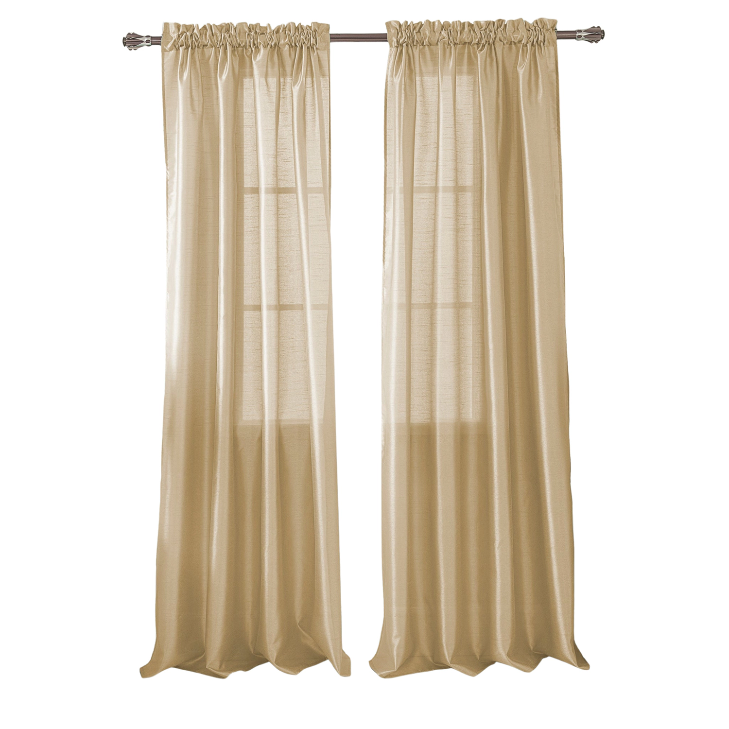RT Designers Collection 100% Polyester 82 GSM Faux Silk Nikki Rod Pocket Curtain Panel 54" x 84" Beige