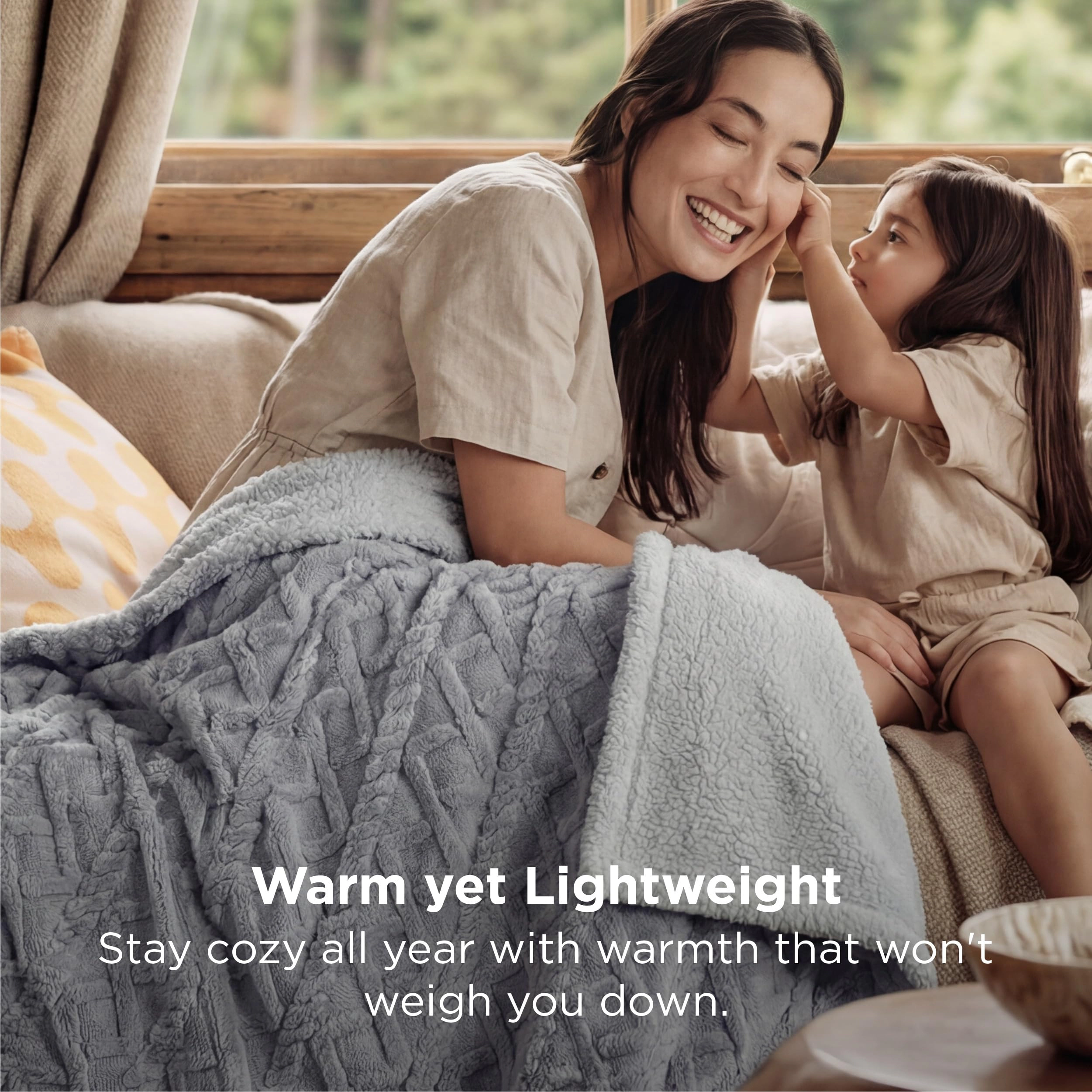 CovertSafe Sherpa Fleece Blanket Cable Jacquard Tufted Warm Throw
