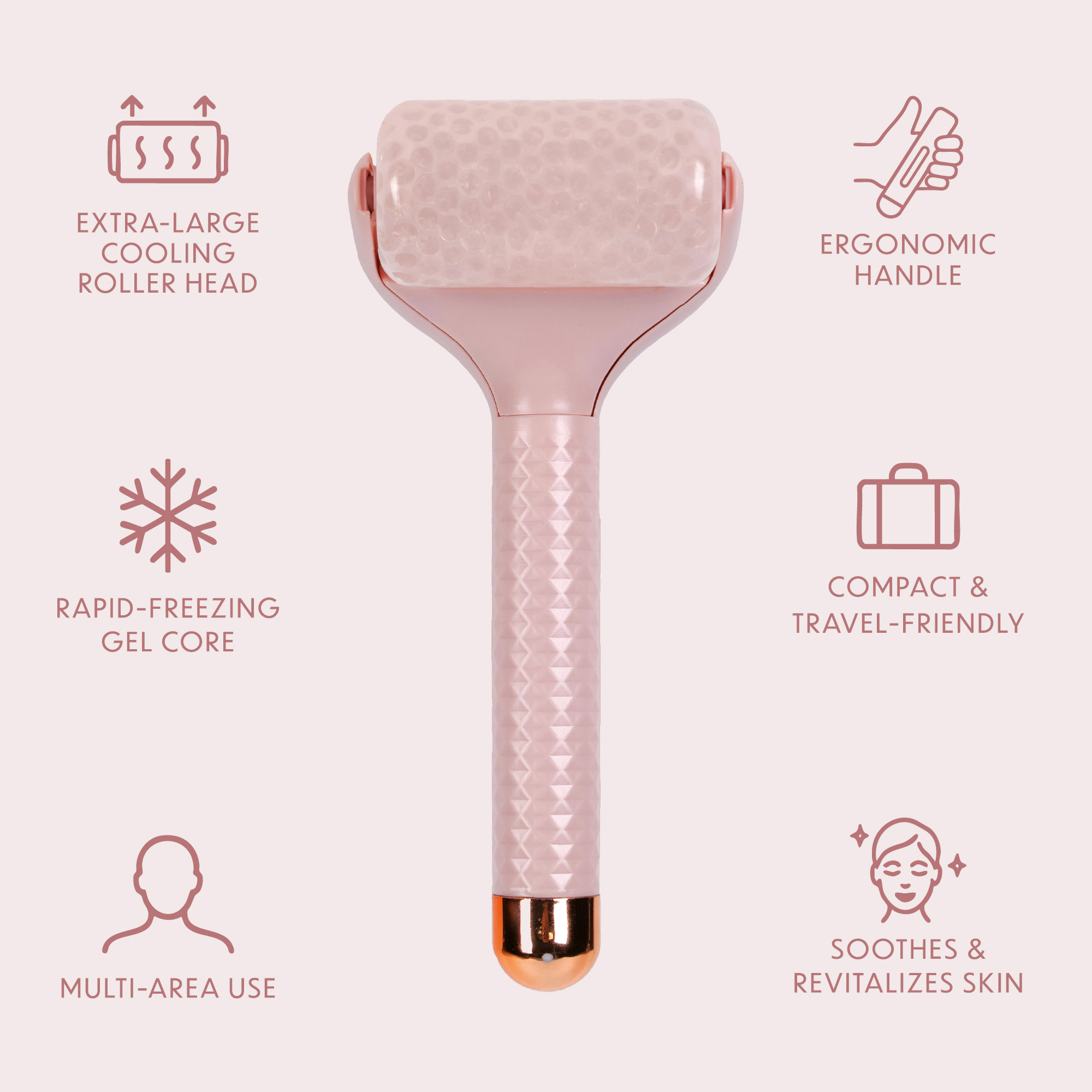 Pursonic Women's Cooling Ice Facial Massage Roller with Extra Large Gel Roller Head for Skin Refresh & Depuffing