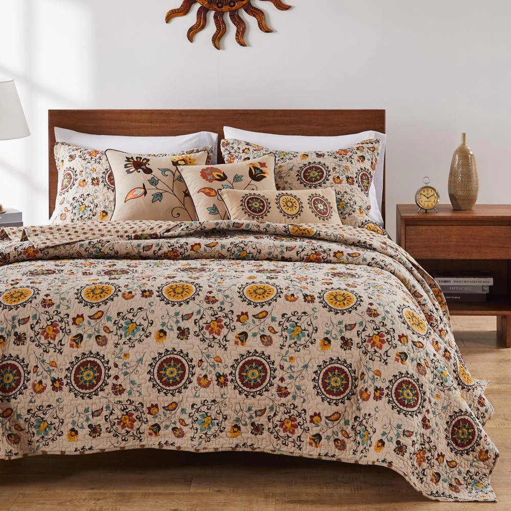 Greenland Home Fashion Andorra Quilt And Sham Bonus Set 5 Piece