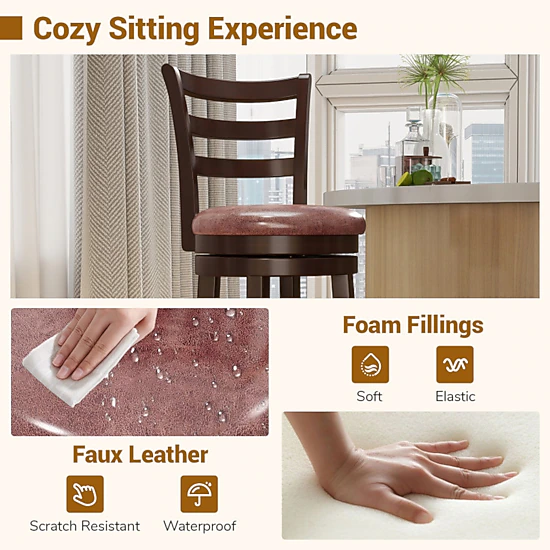 SUGIFT Set of 2 26-in Seat H Wrap-Around Footrest 400-lb Swivel Counter ...