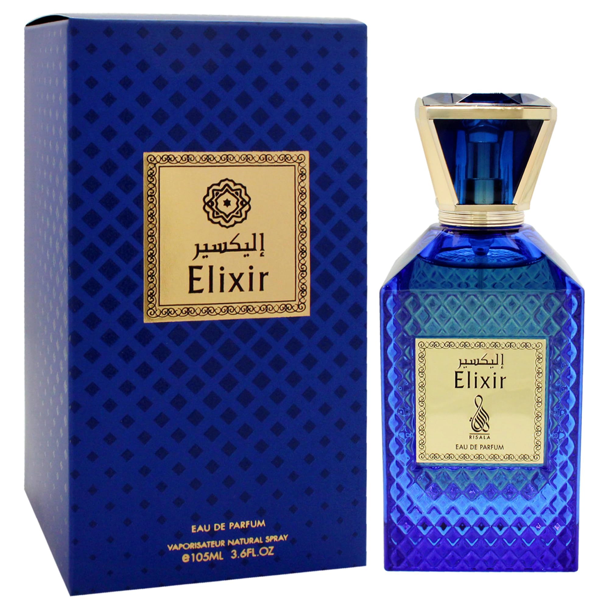 Risala Elixir Eau de Parfum for Men, Warm Spicy Woody Amber 3.6 oz Spray