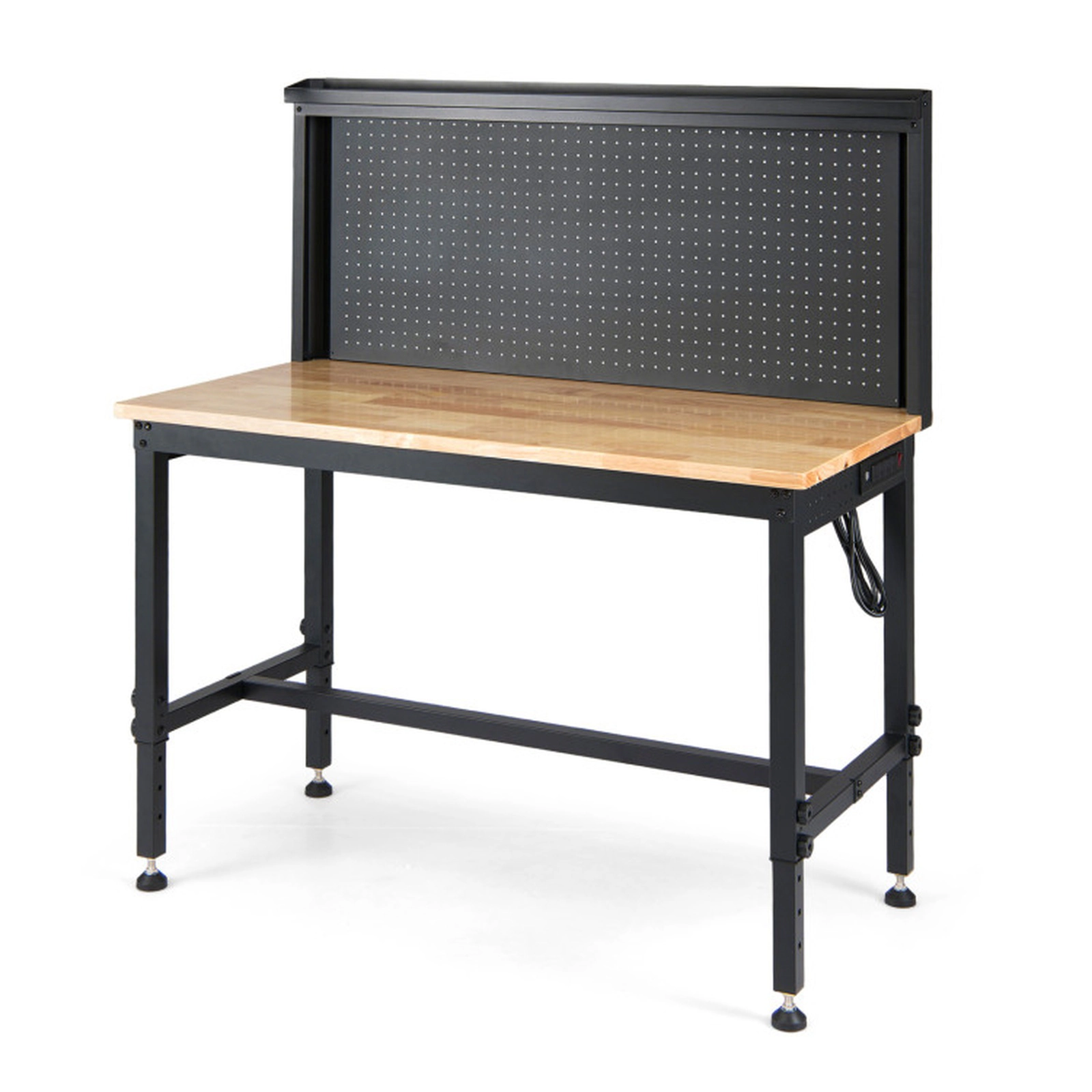 SUGIFT 48-in 2000-lb Capacity Rubber Wood Workbench with 4 AC Outlets 2 USB Ports and Pegboards